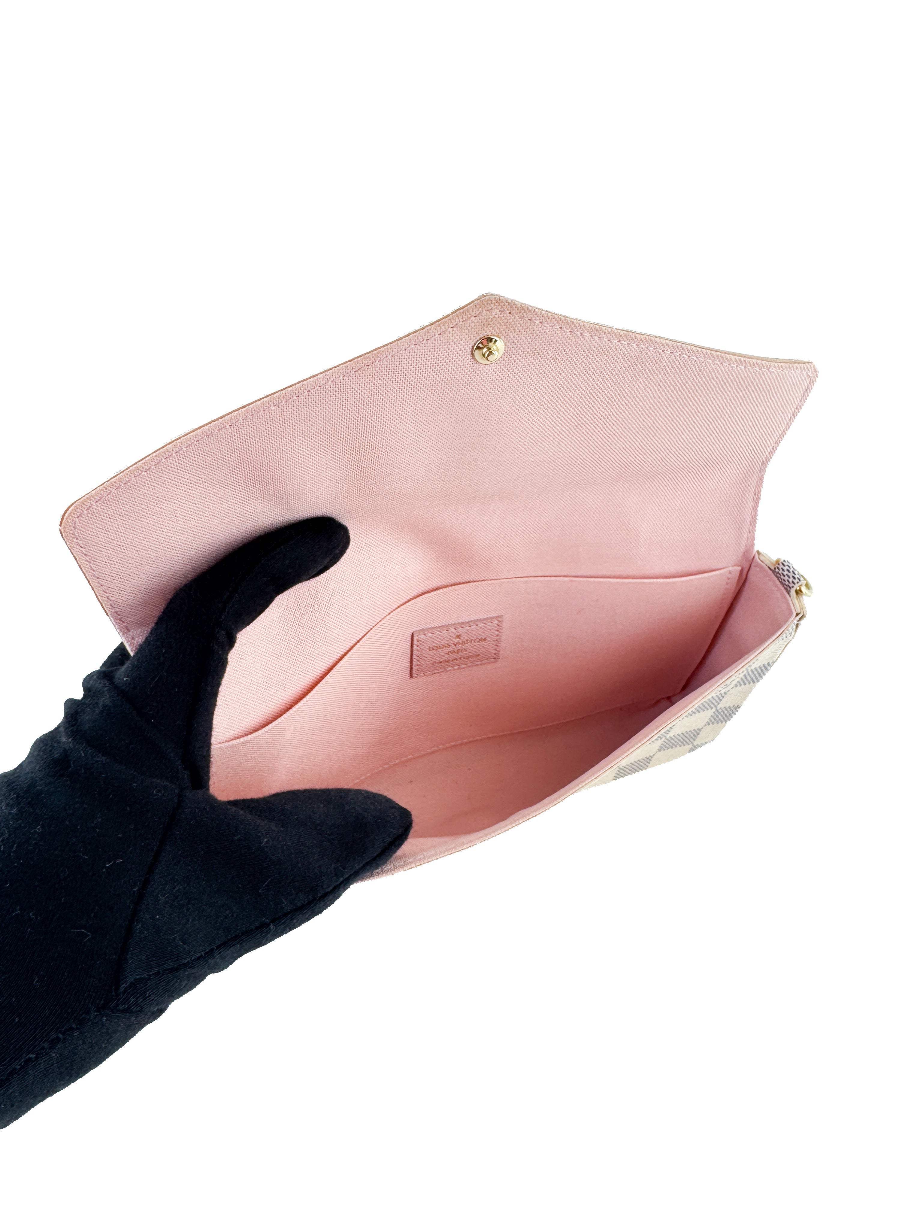 Louis Vuitton damier azur Pochette Felicie chain wallet rose ballerine NFC