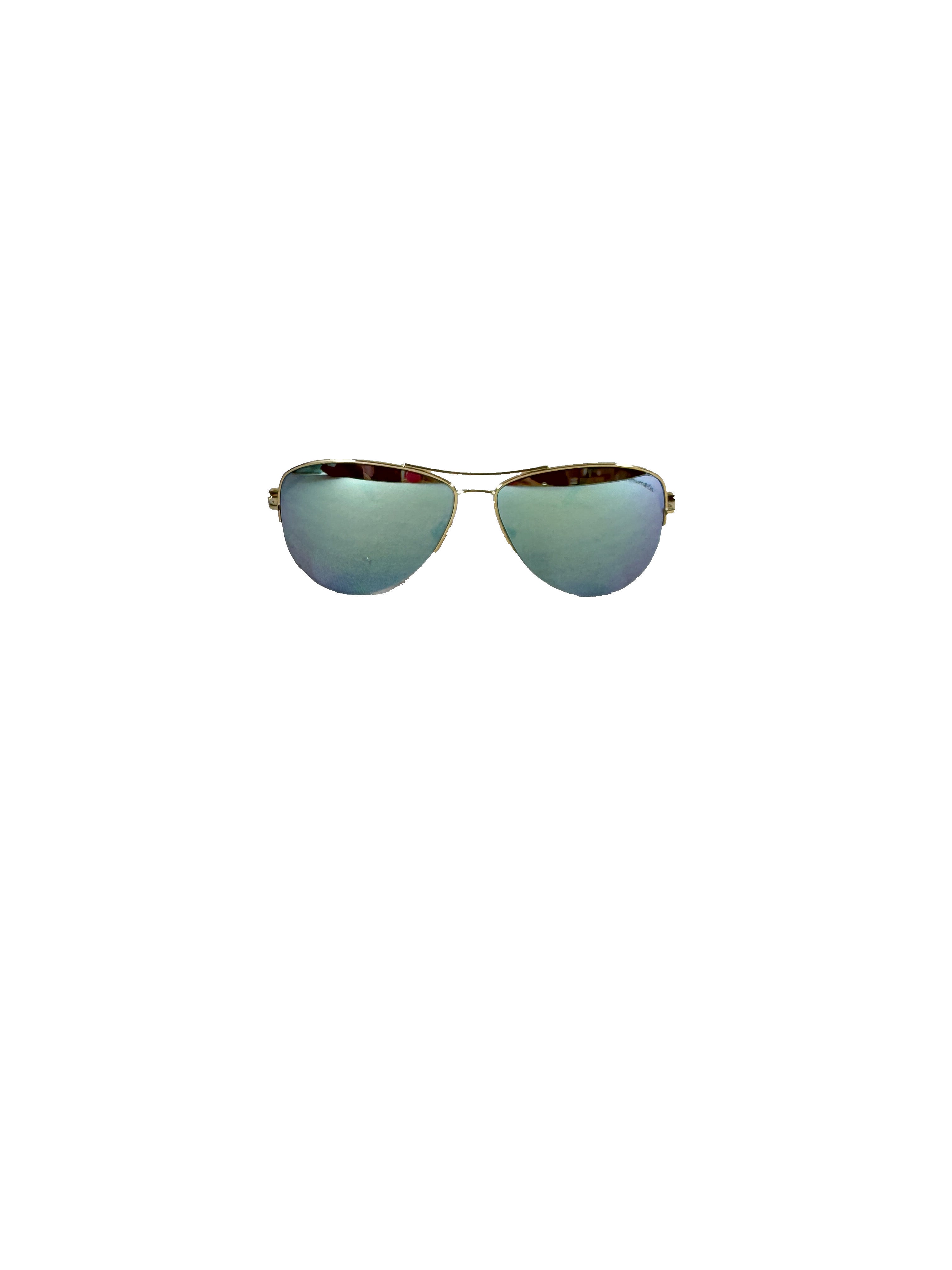 Tiffany & Co blue metallic return to aviator sunglasses TF3021