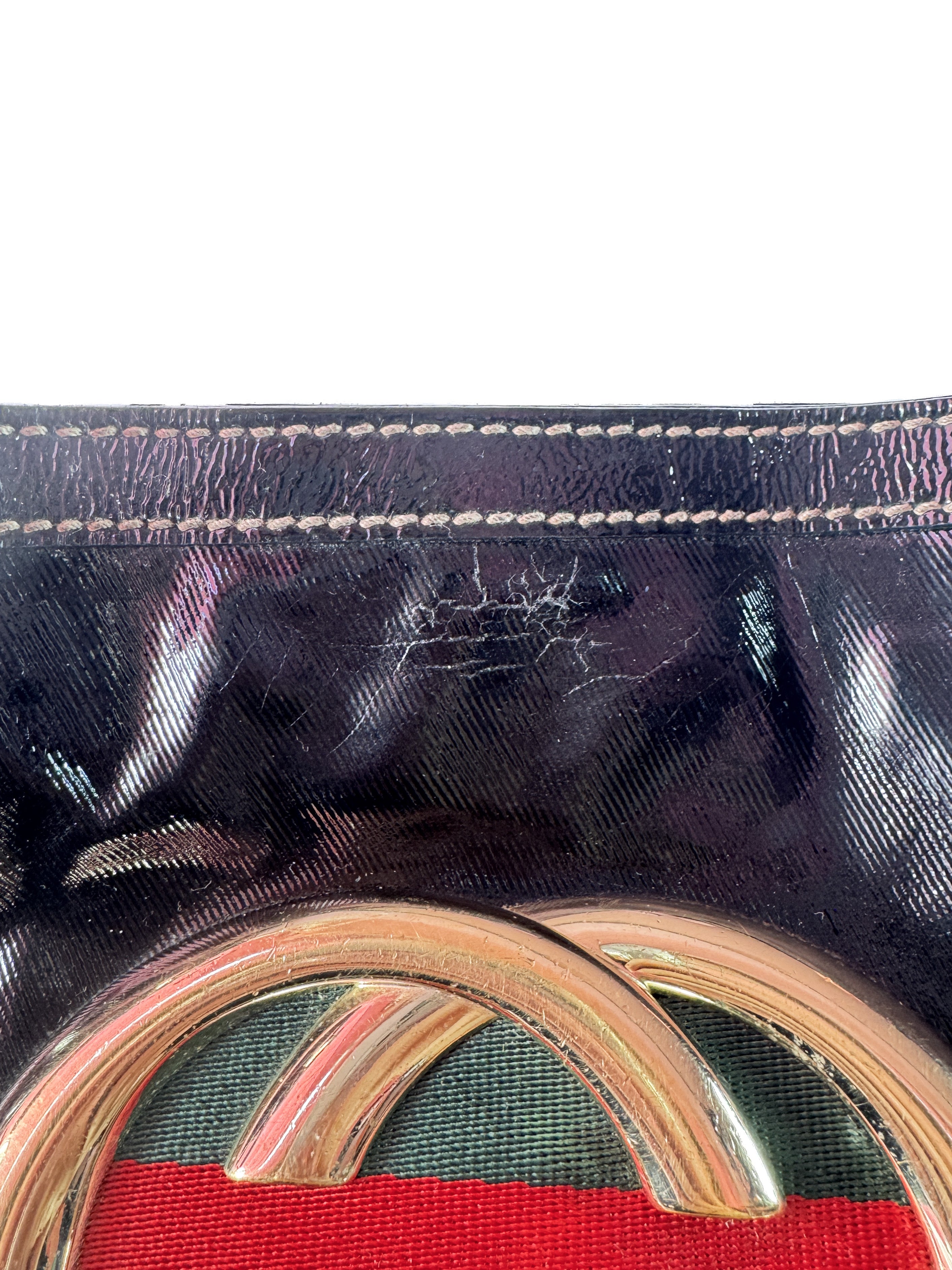 Gucci black Web Britt patent leather tote 162886 492783 *as is*