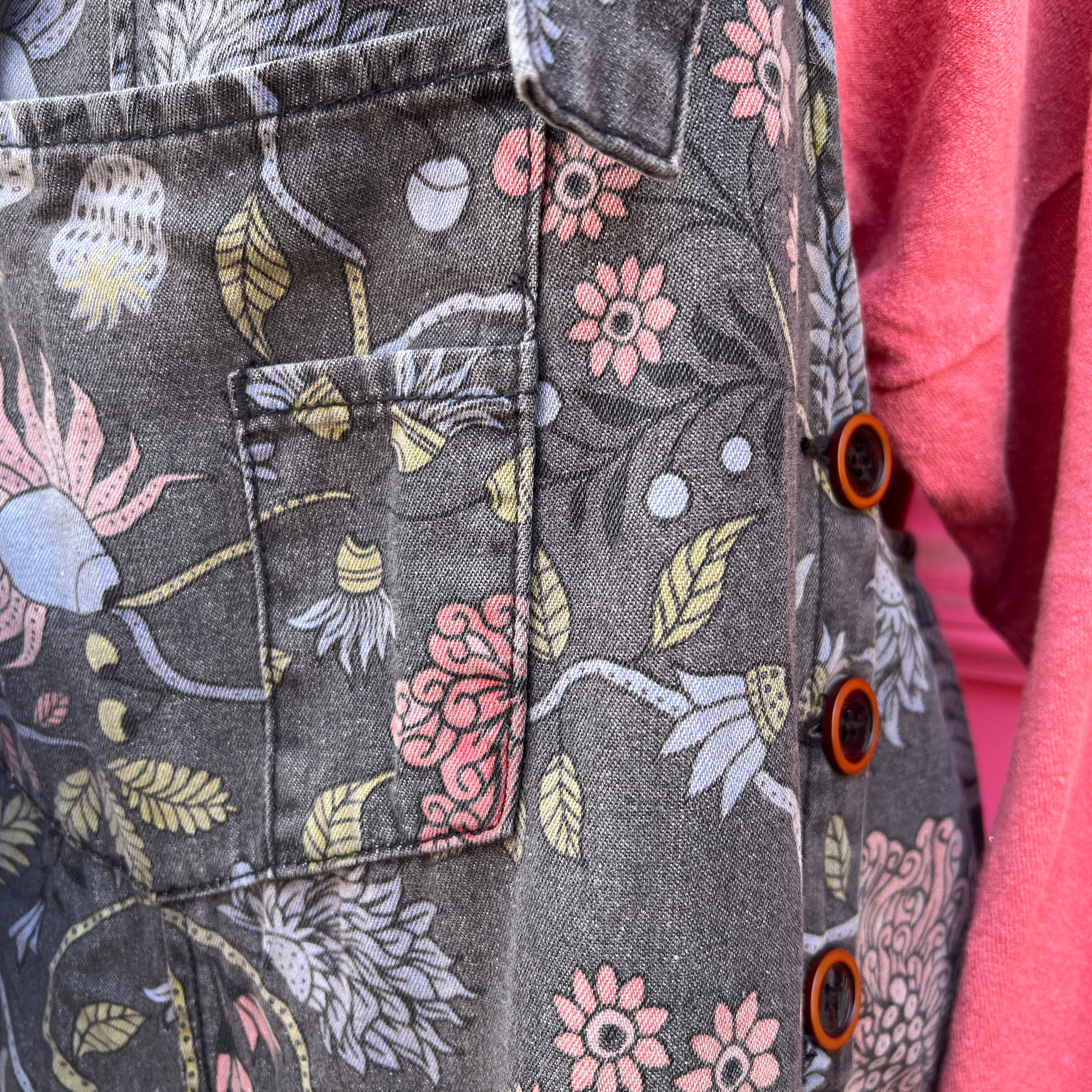 Three Bird Nest floral overalls size L NWT