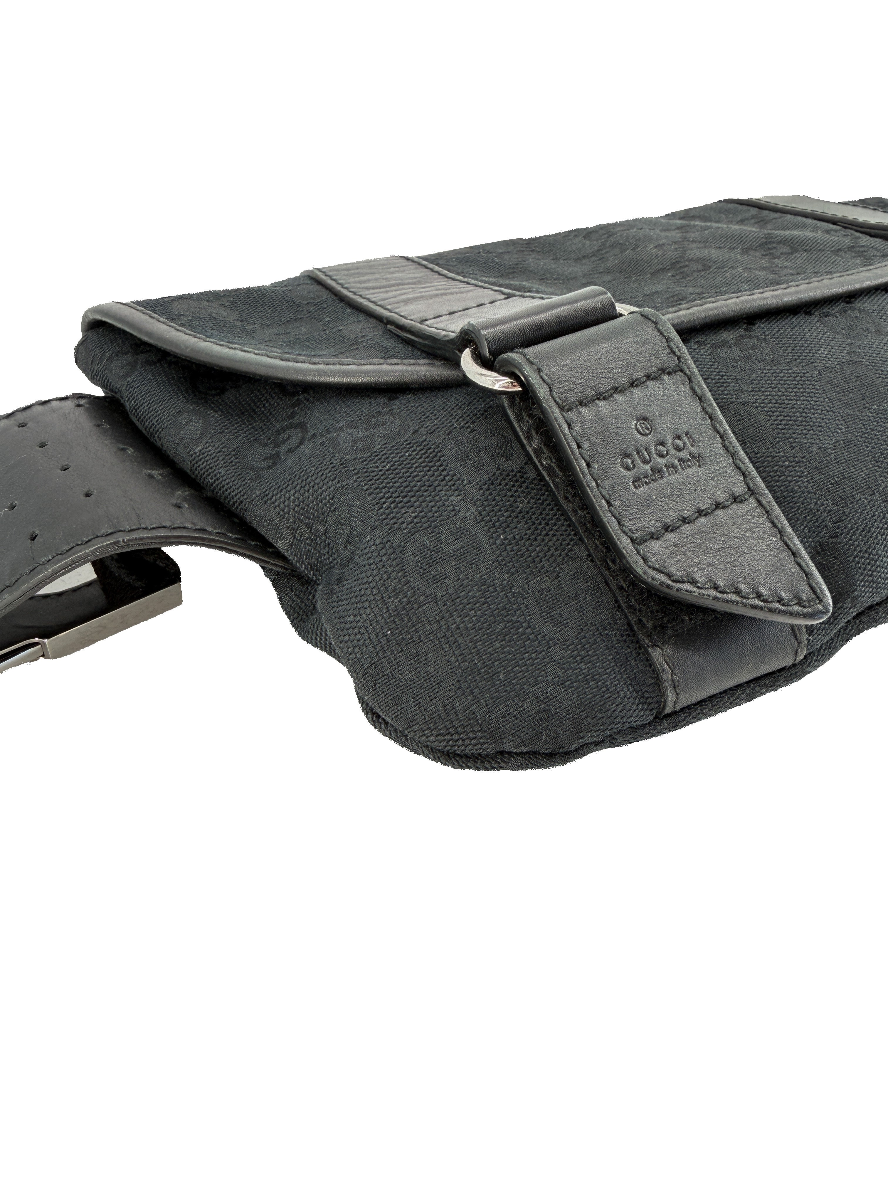 Gucci black perforated belt bag 145851 492695