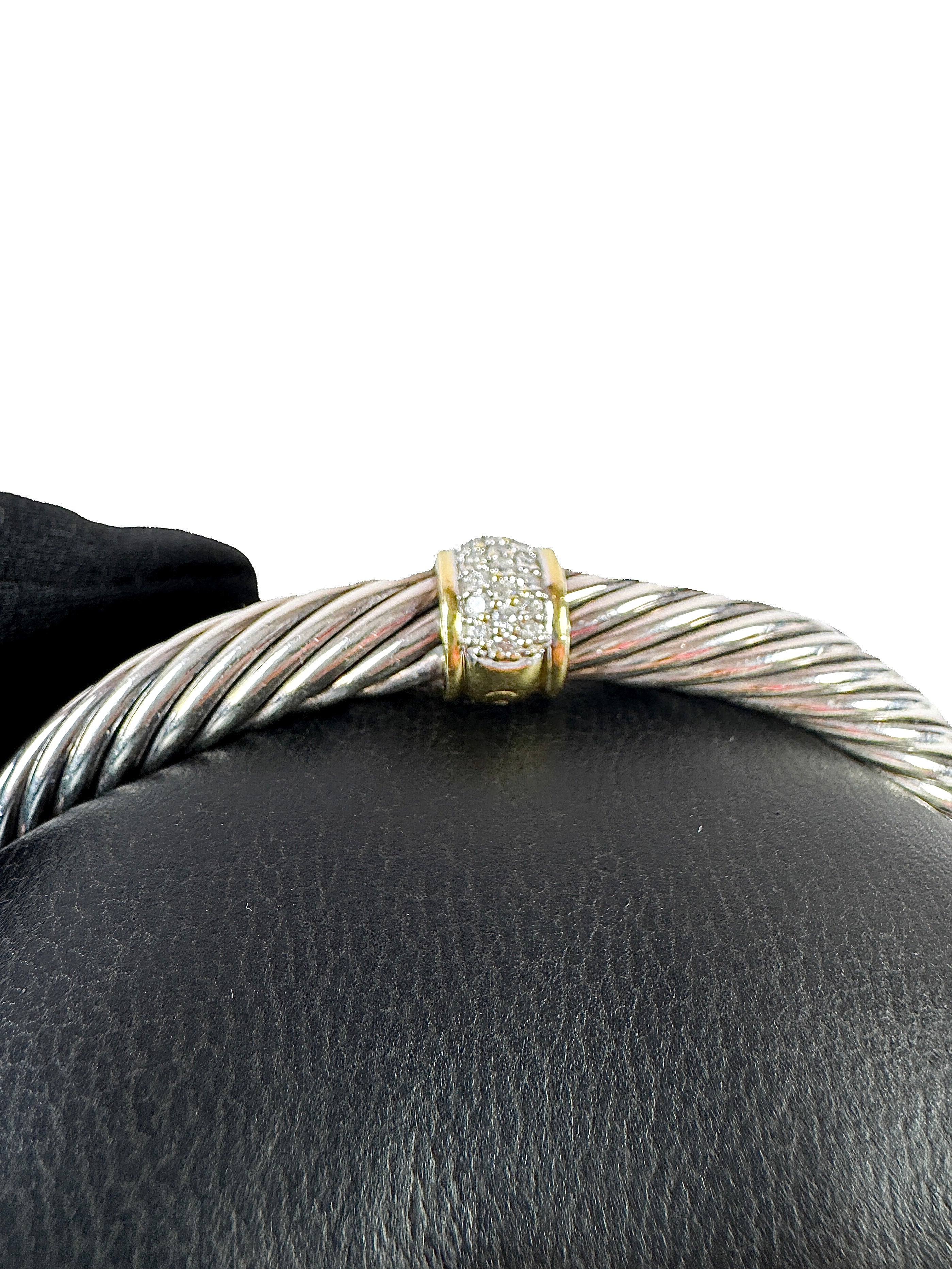 David Yurman Classic Cable Station Bracelet in sterling silver and 18k yellow gold with diamonds