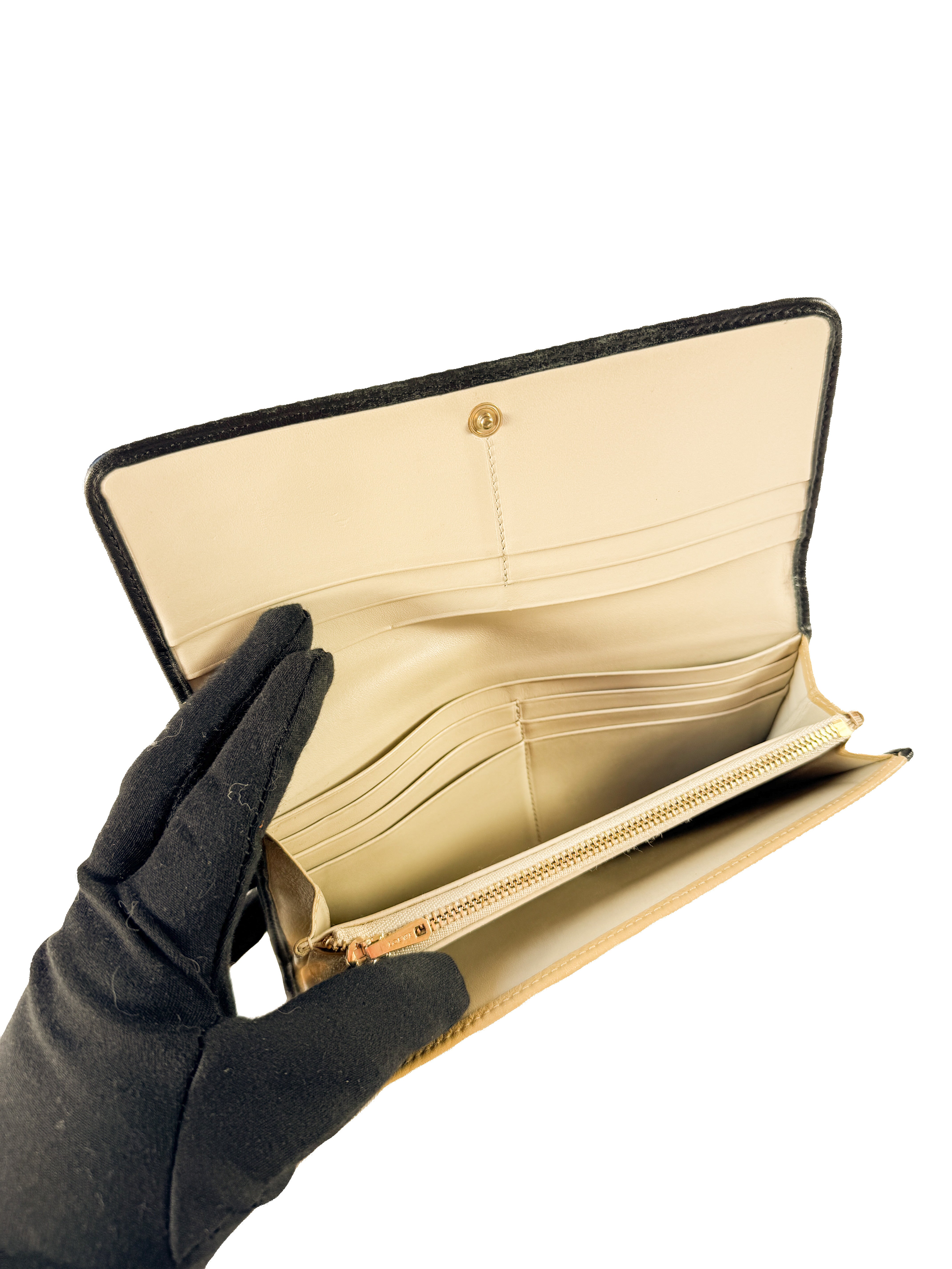 Loewe beige/black leather long wallet