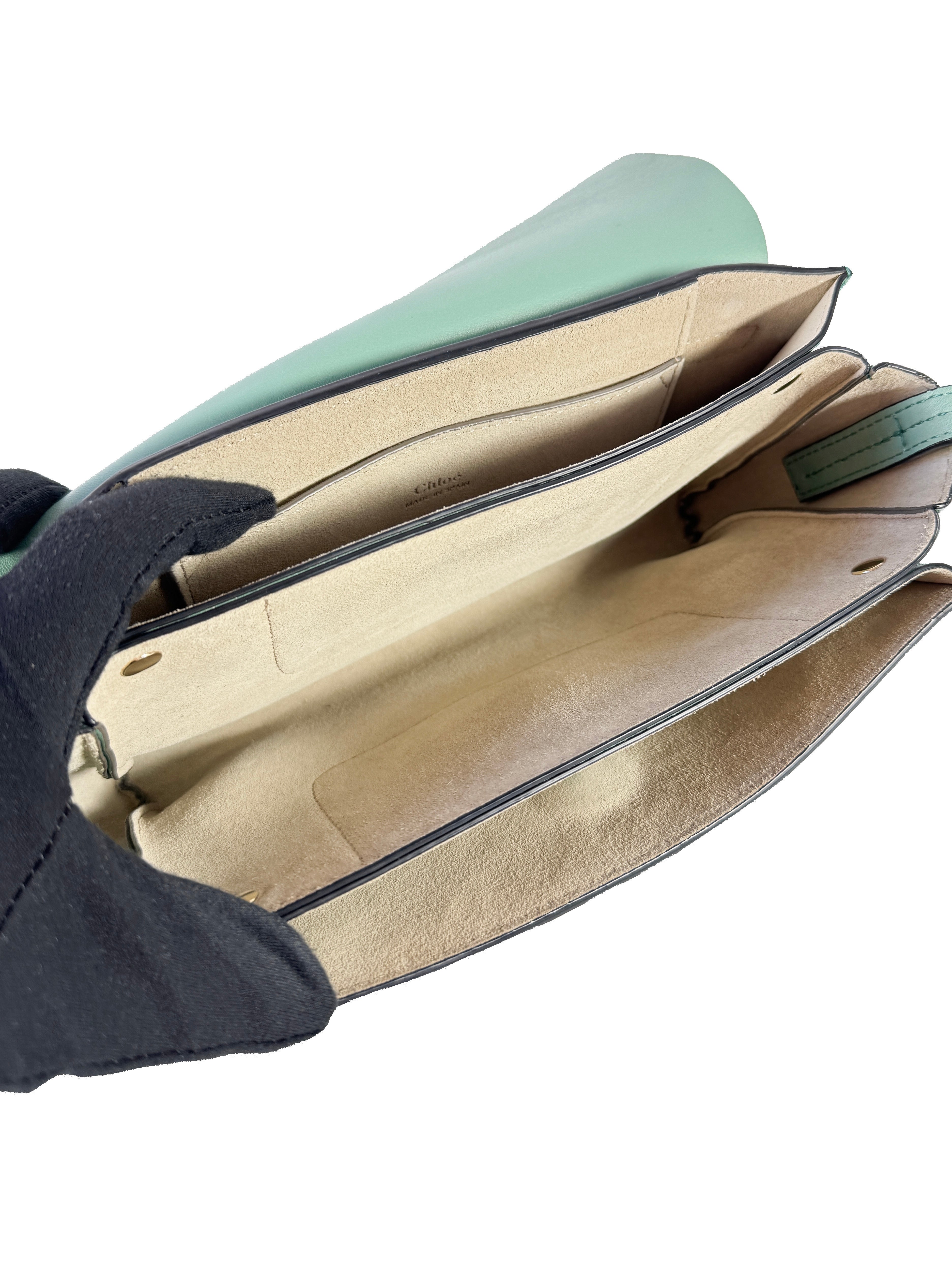 Chloé green leather suede Faye small crossbody 01-17-99-65