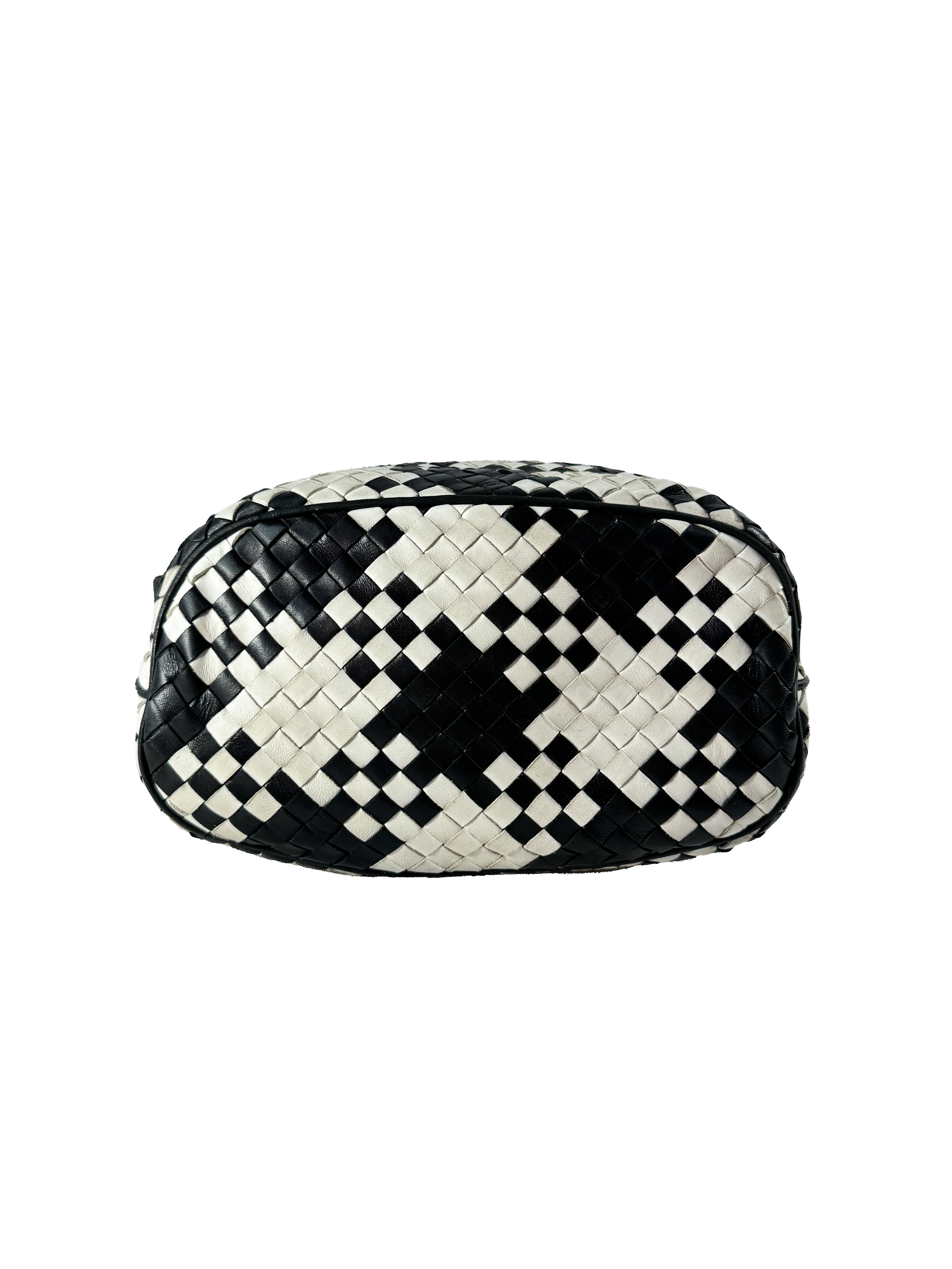 Bottega Veneta Intreciatto black/white drawstring bucket bag 10932062