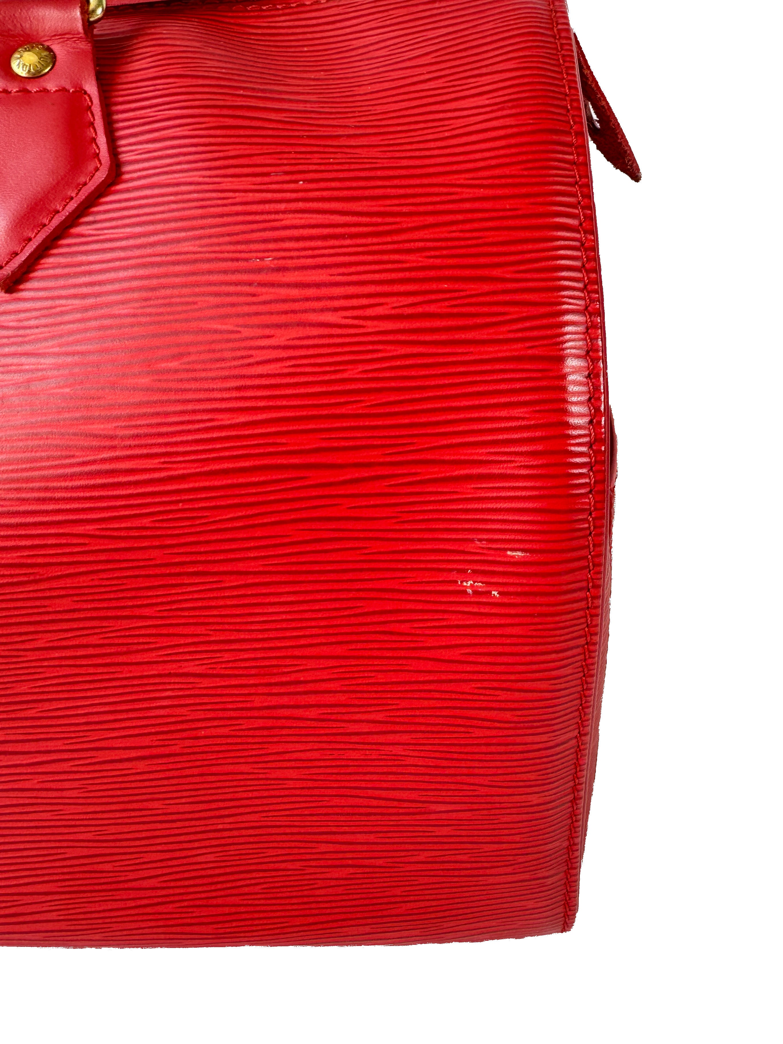 Louis Vuitton red epi leather Speedy 30 SP0024