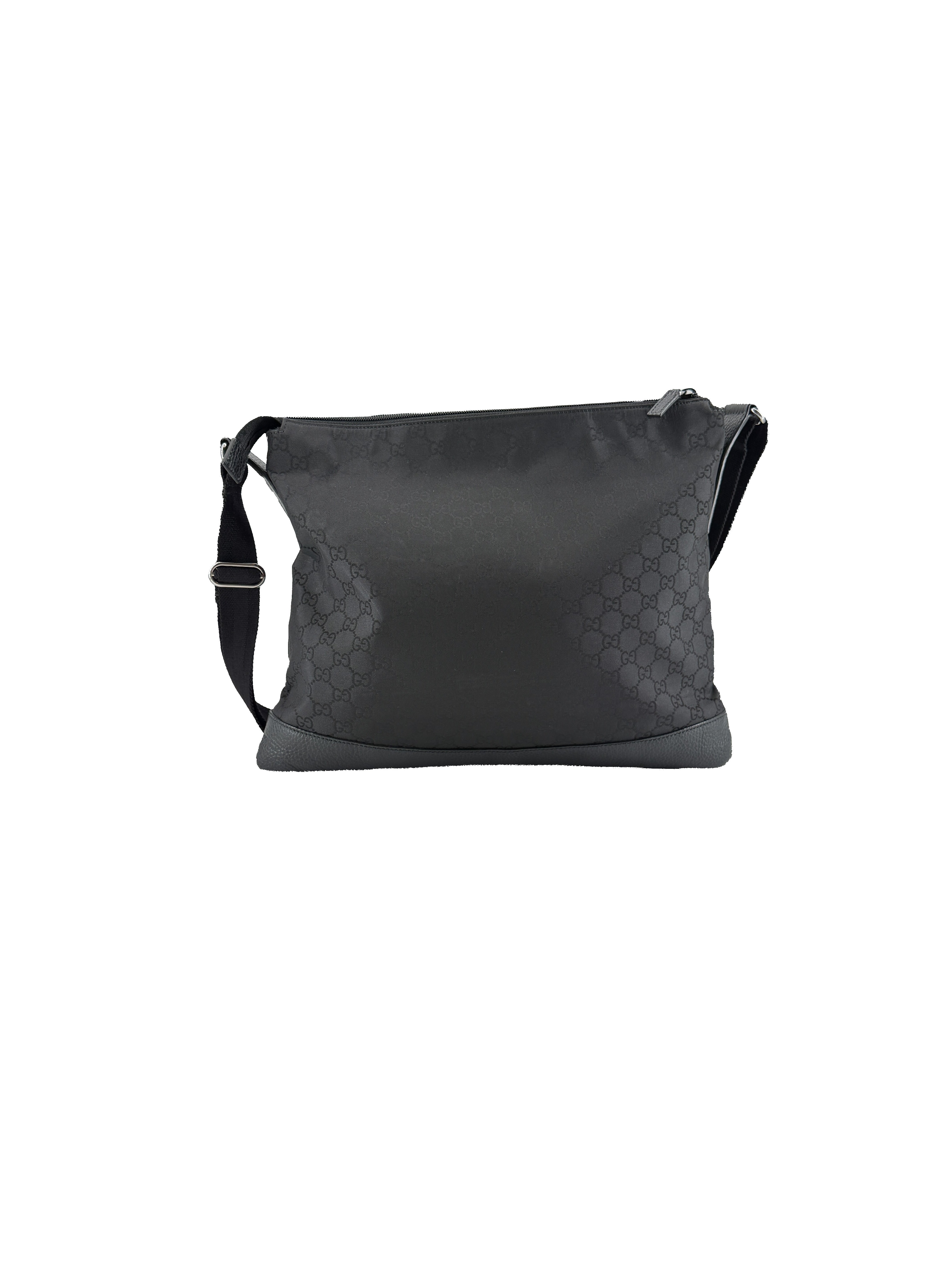 Gucci black signature canvas leather crossbody 374411 493492