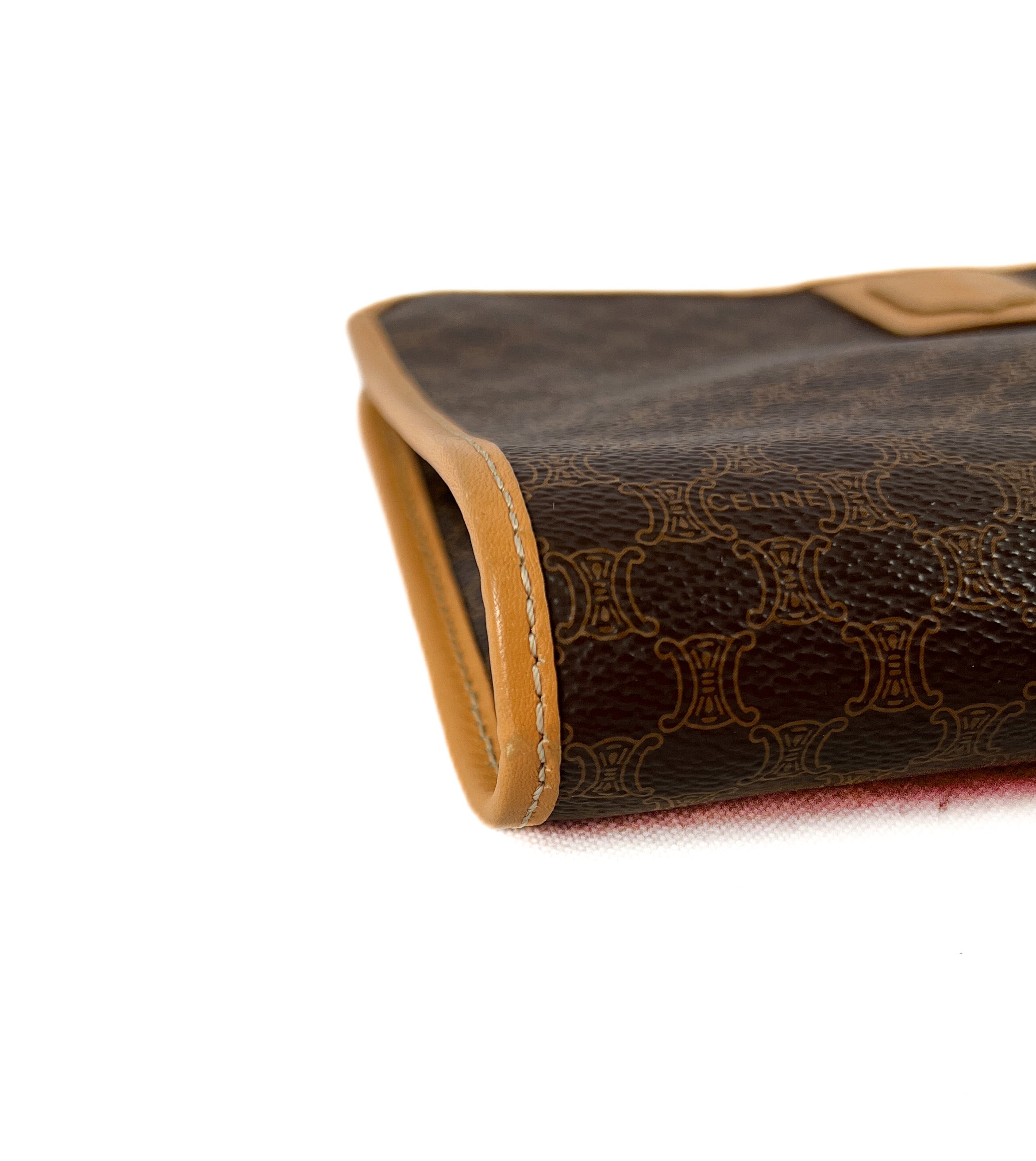 Celine vintage Triomphe macadam clutch/zip pouch