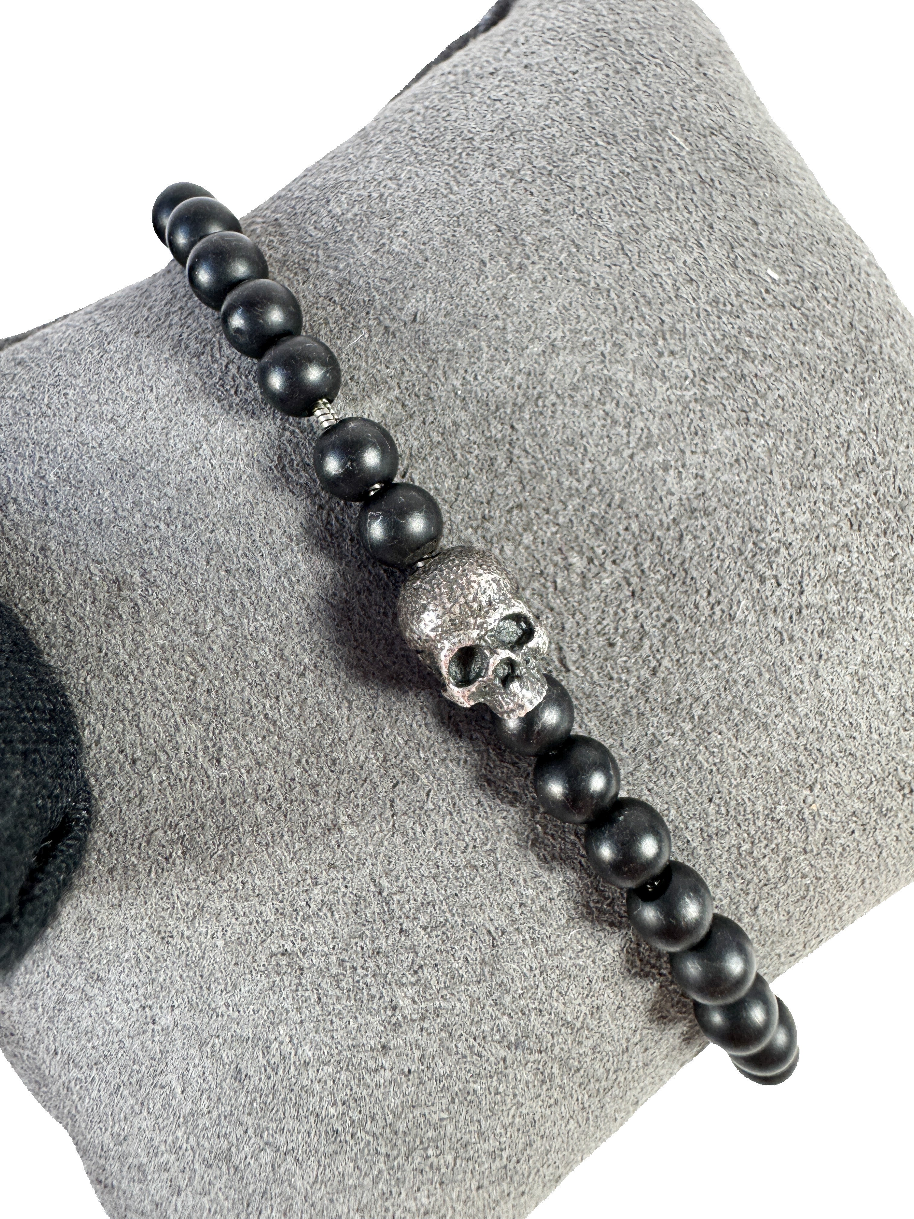 David Yurman sterling silver black onyx skull bracelet
