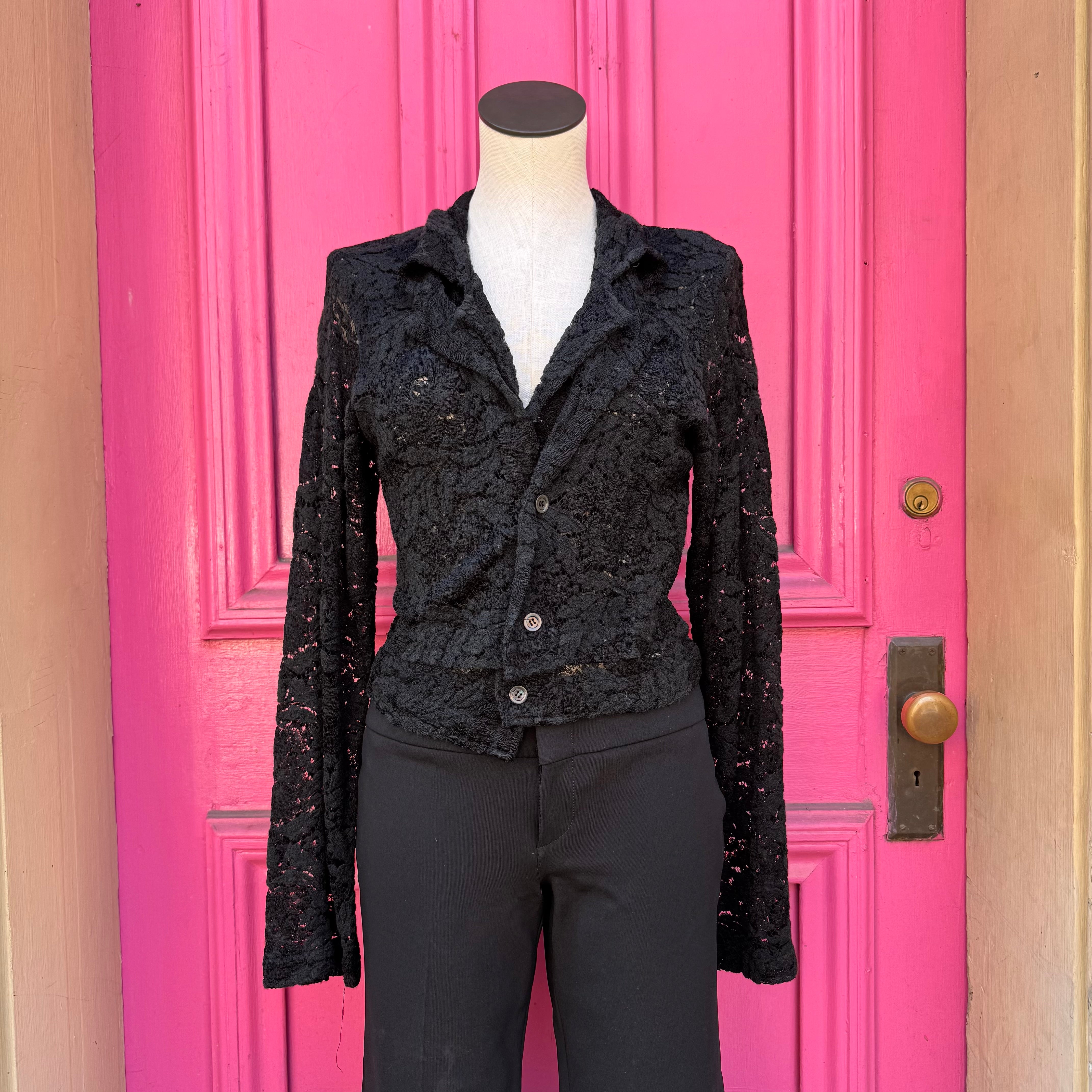 Comme des Garcons black lace cardigan blazer size M