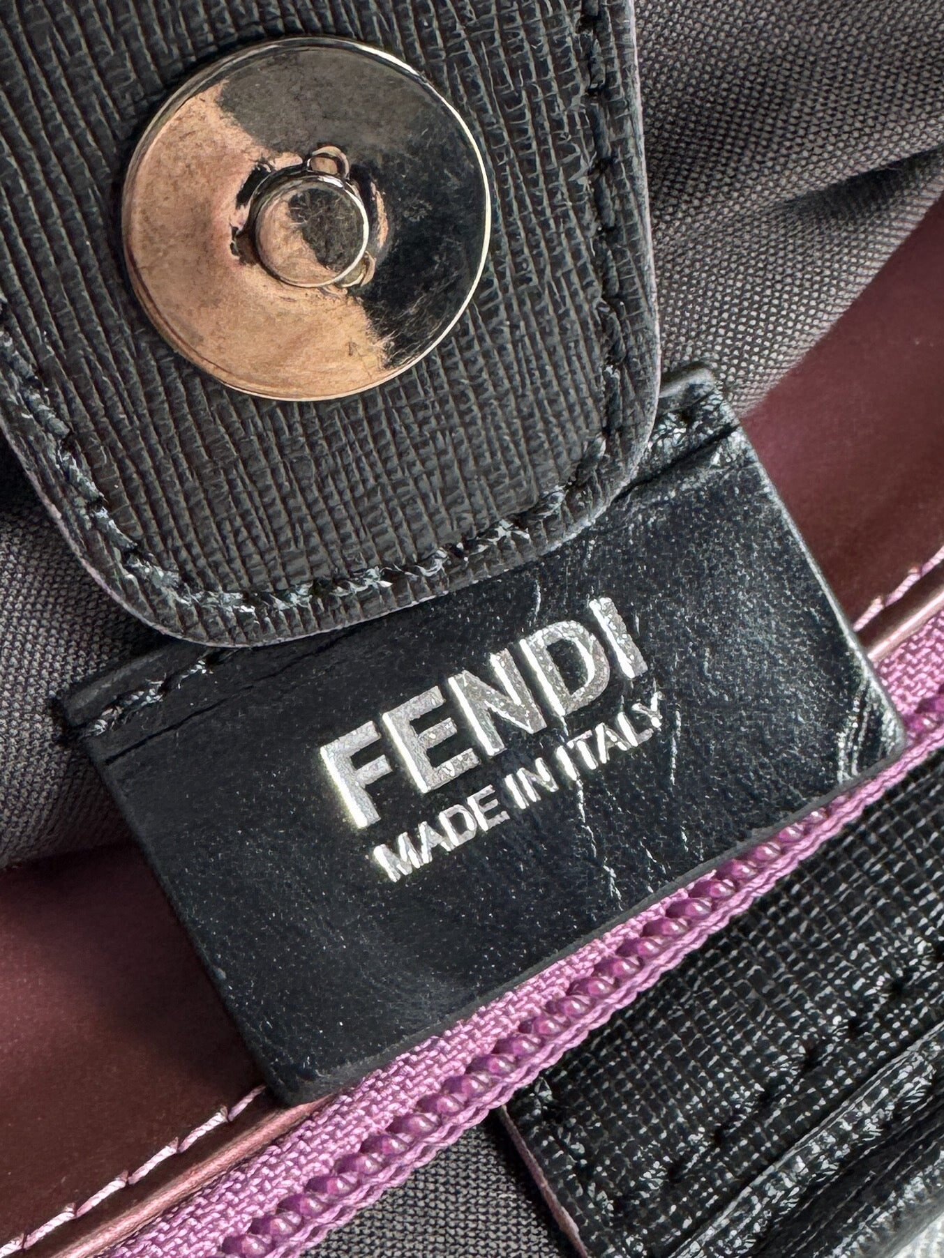 Fendi Zucchino navy, black, pink shoulder bag 8BH220-HJE 128-2354