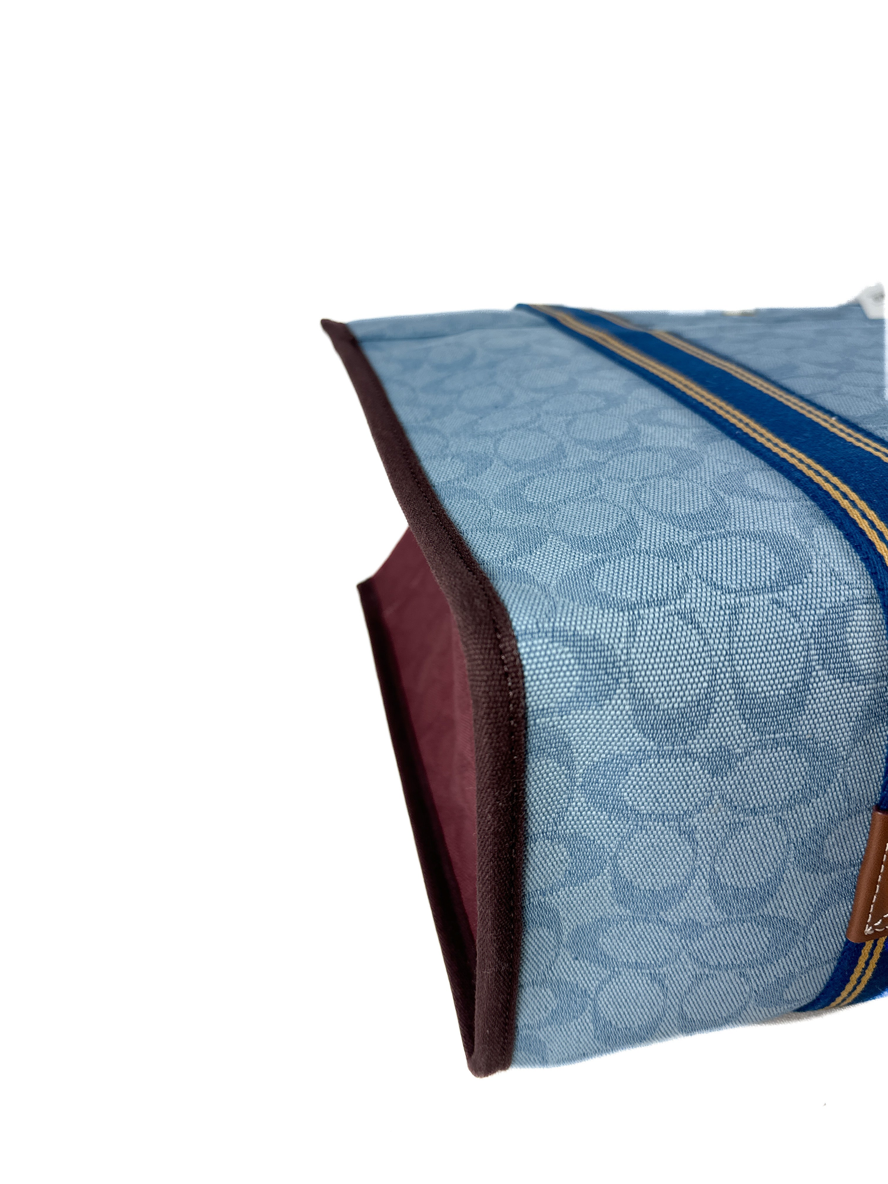 Coach denim blue canvas Spin tote 42 NWT