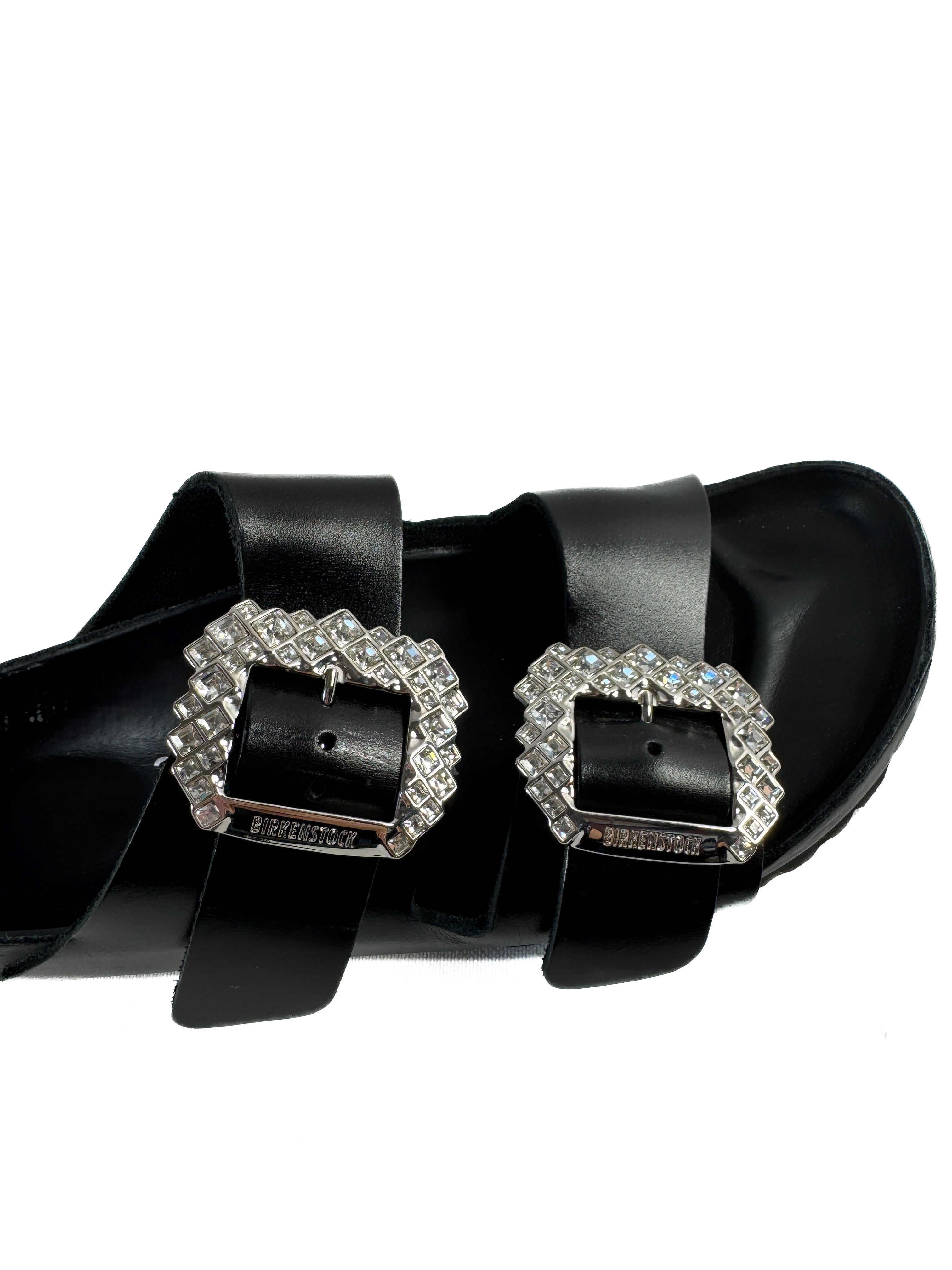 Manolo Blahnik x Birkenstock black leather Arizona sandals size 39 (8) retail $975