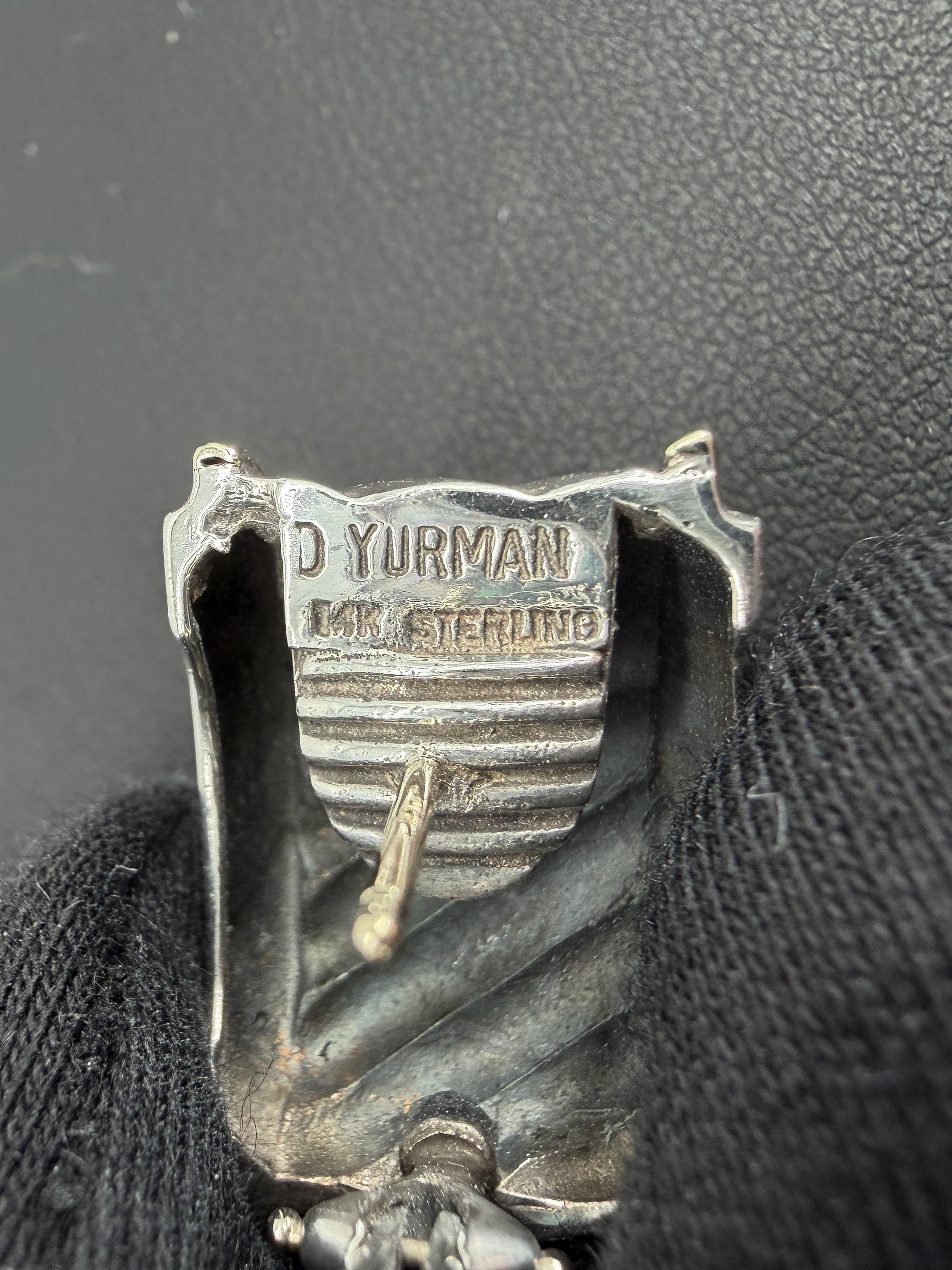 David Yurman sterling silver, yellow gold cigar earrings