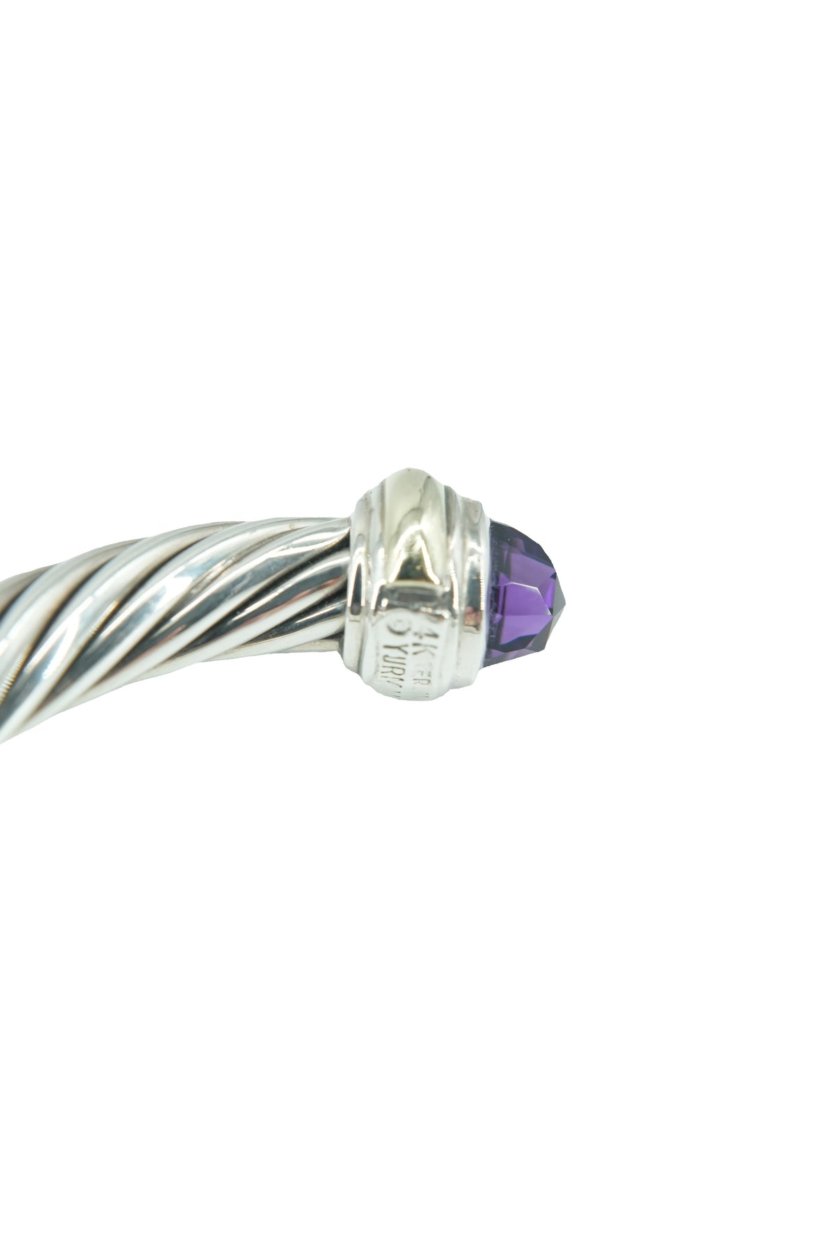 David Yurman sterling silver, yellow gold, amethyst cable classic bracelet 7mm