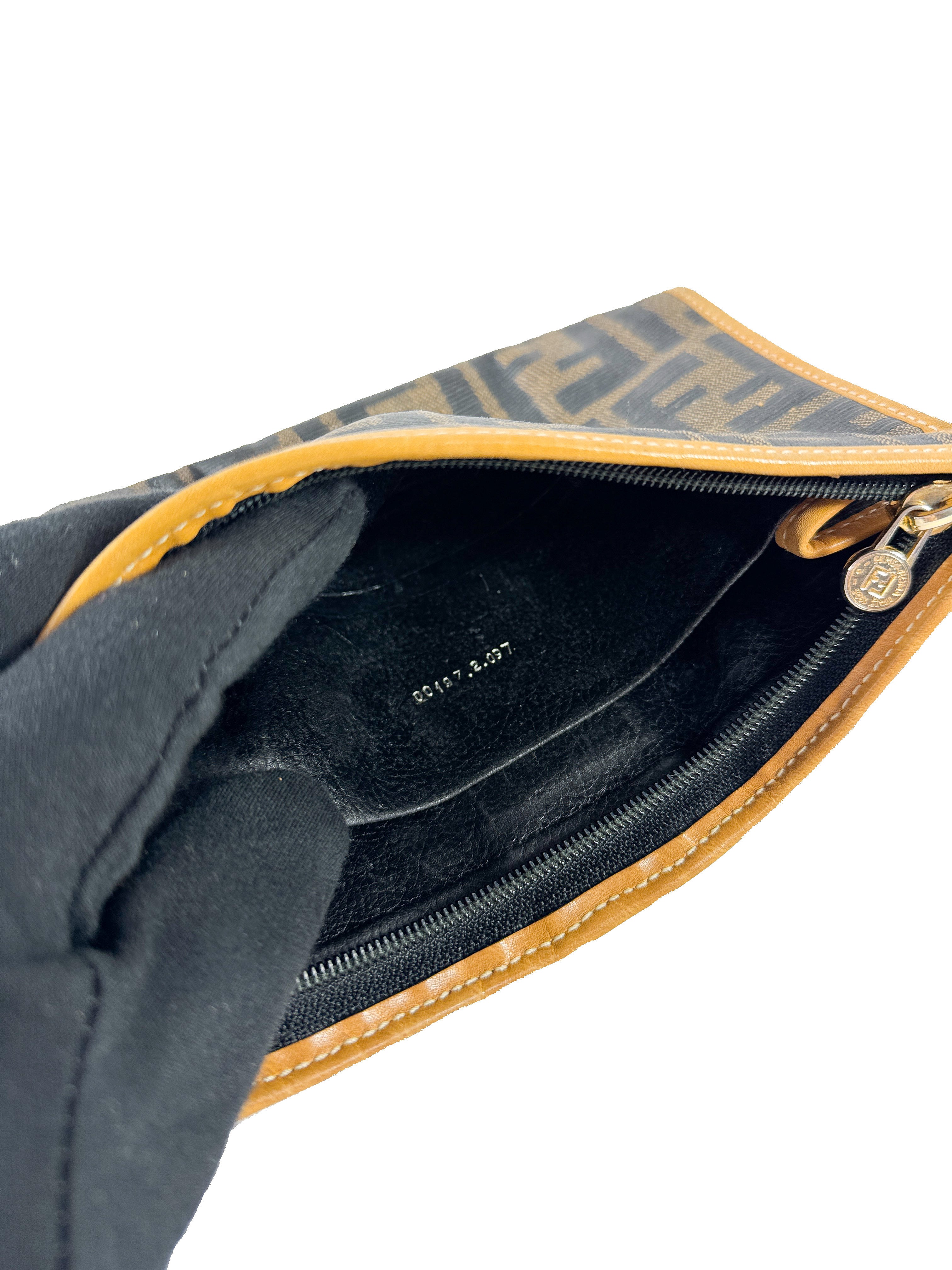 Fendi pequin striped vintage zip pouch