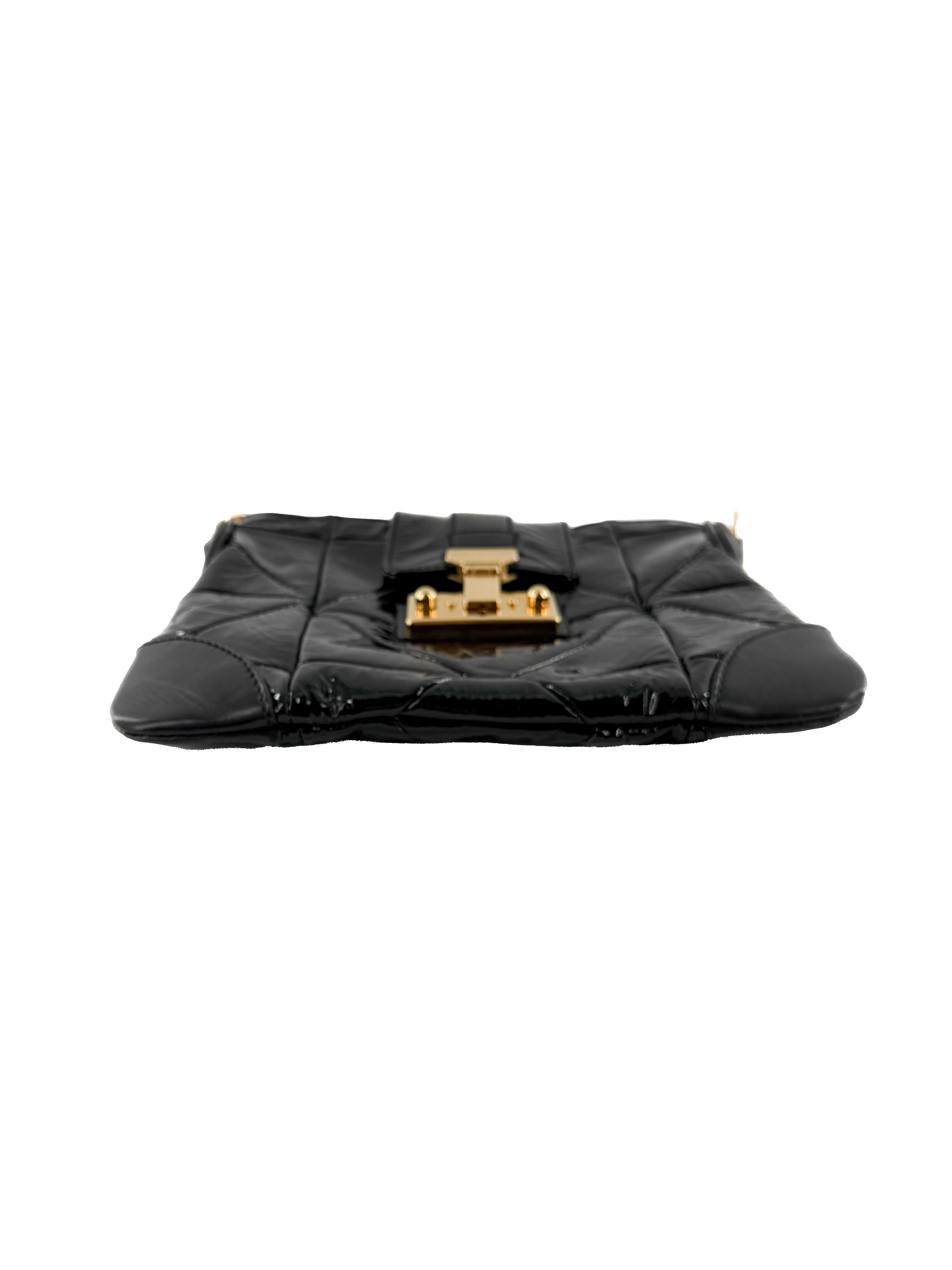 Marc Jacobs black patent leather quilted Mini dual shoulder bag