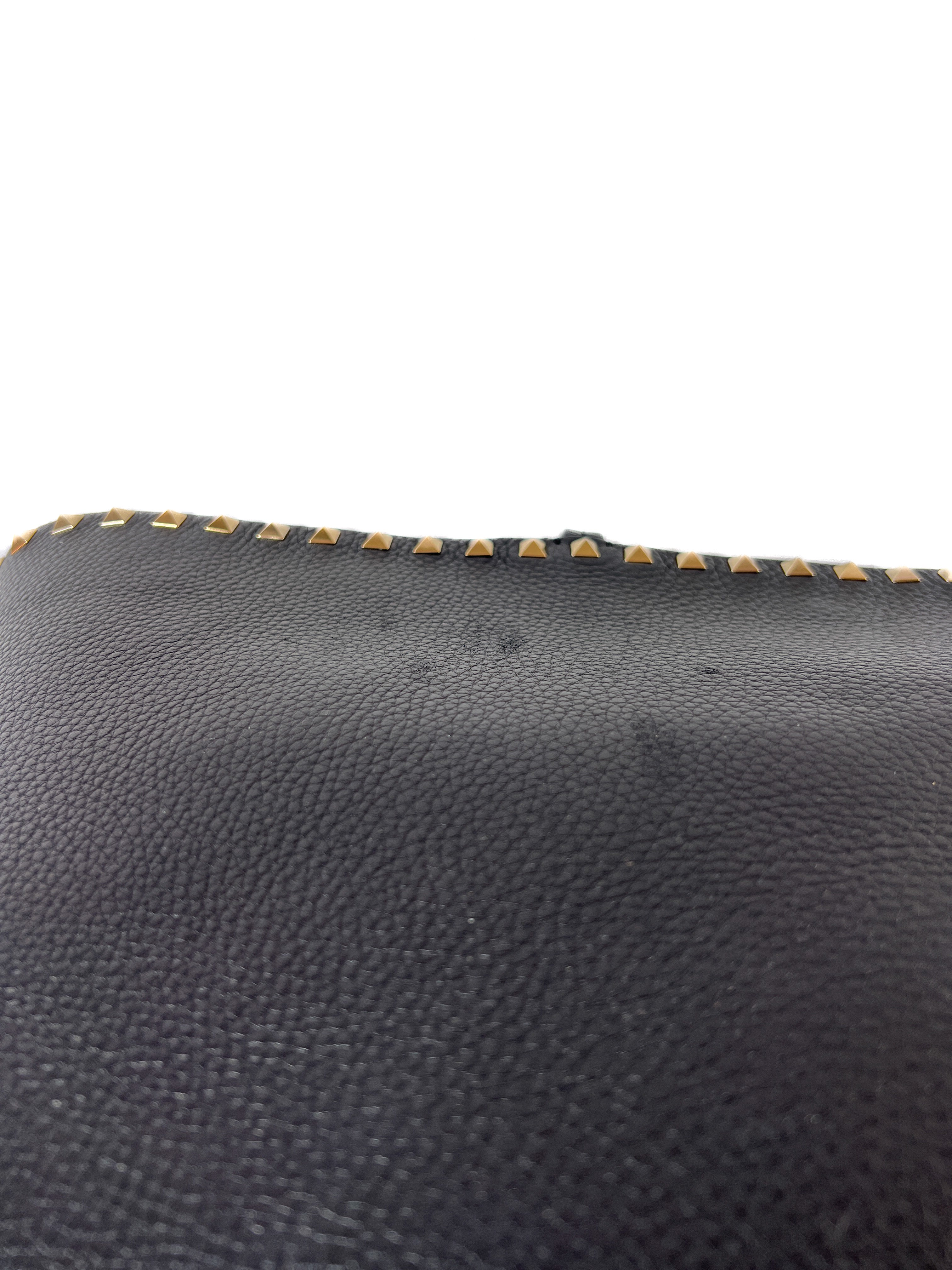 Valentino Garavani black rockstud calfskin leather tote