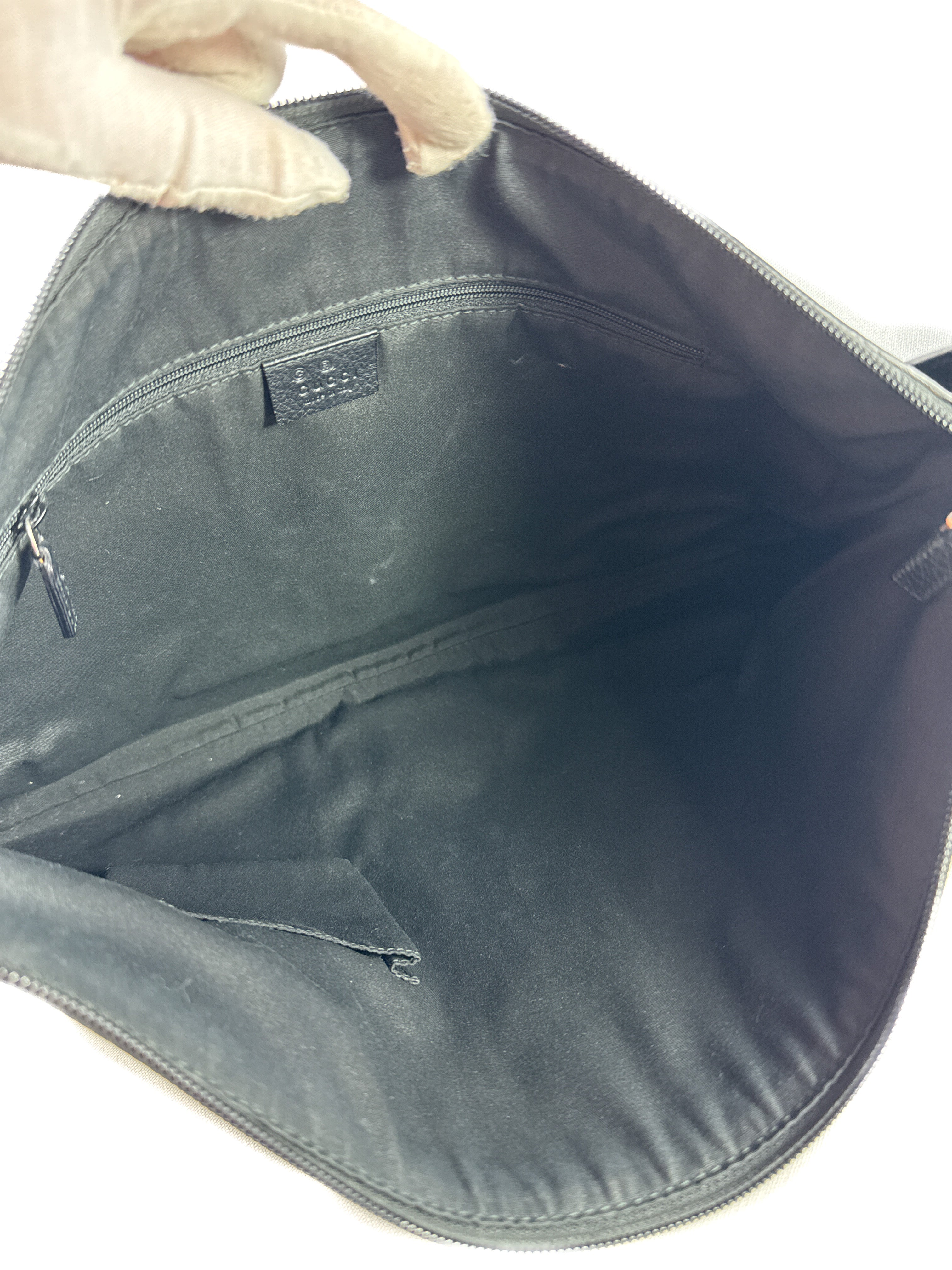 Gucci black denim/leather half moon crossbody 27238052175308