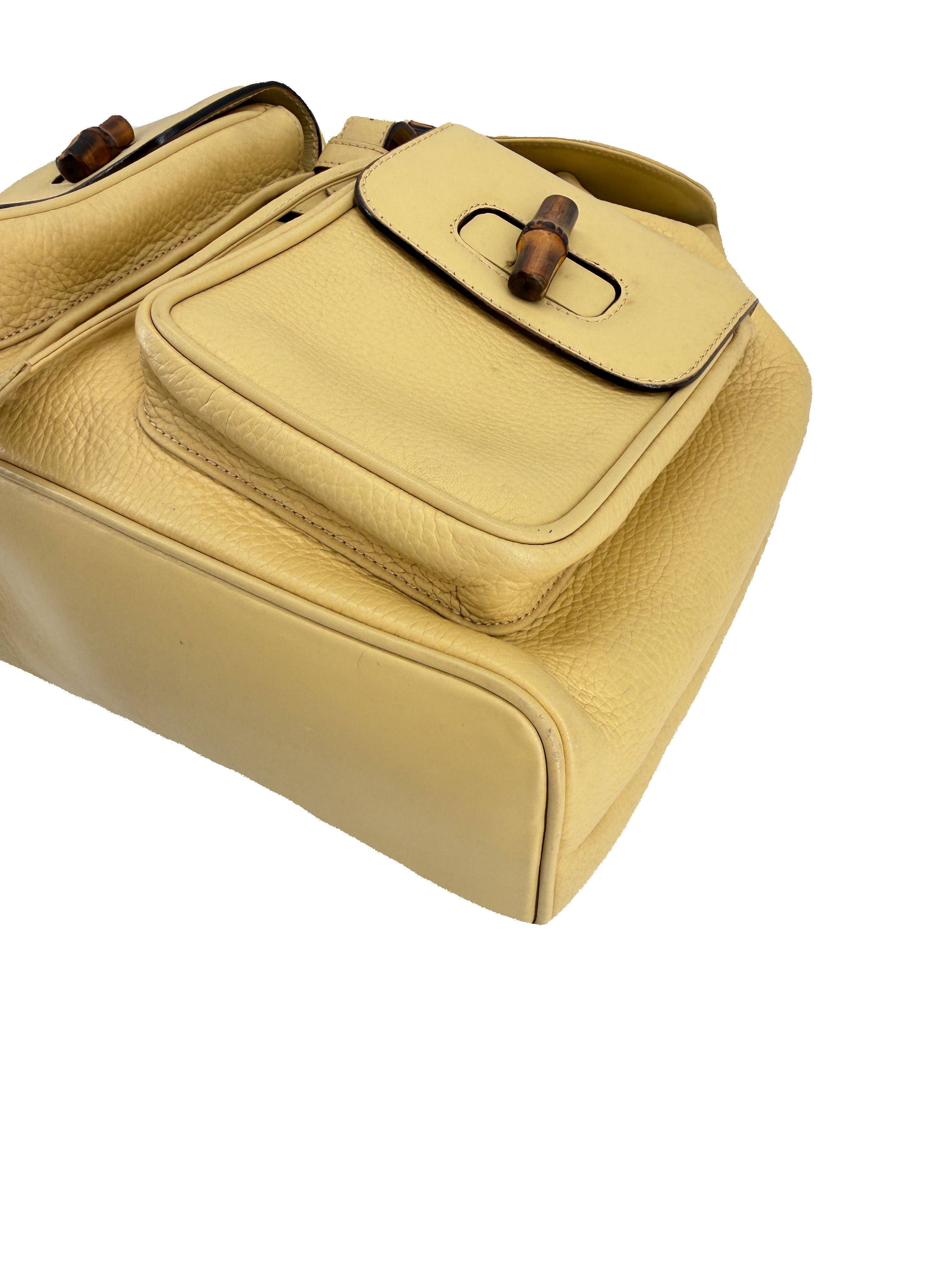 Gucci yellow leather vintage Bamboo backpack 003-58-0016
