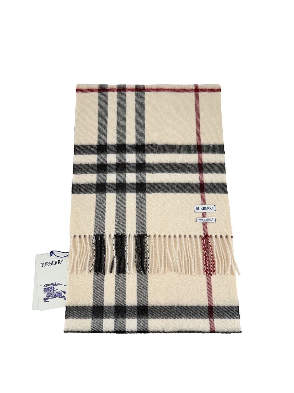 Burberry giant check cream cashmere scarf NWT