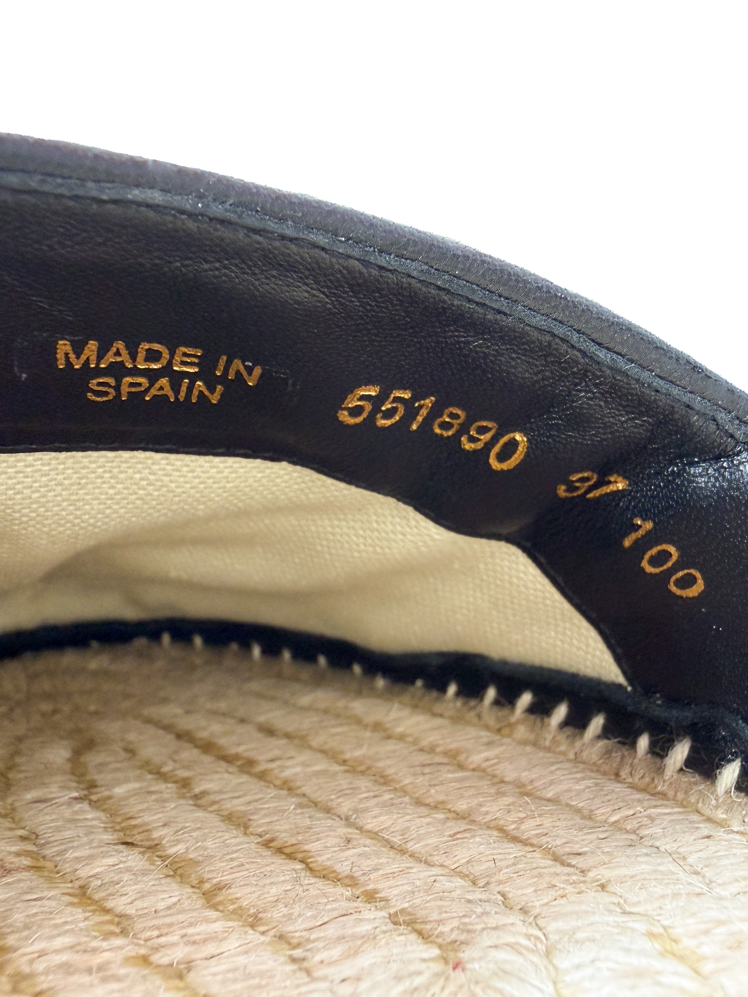 Gucci black leather GG Marmont espadrilles size 37 NEW BOX