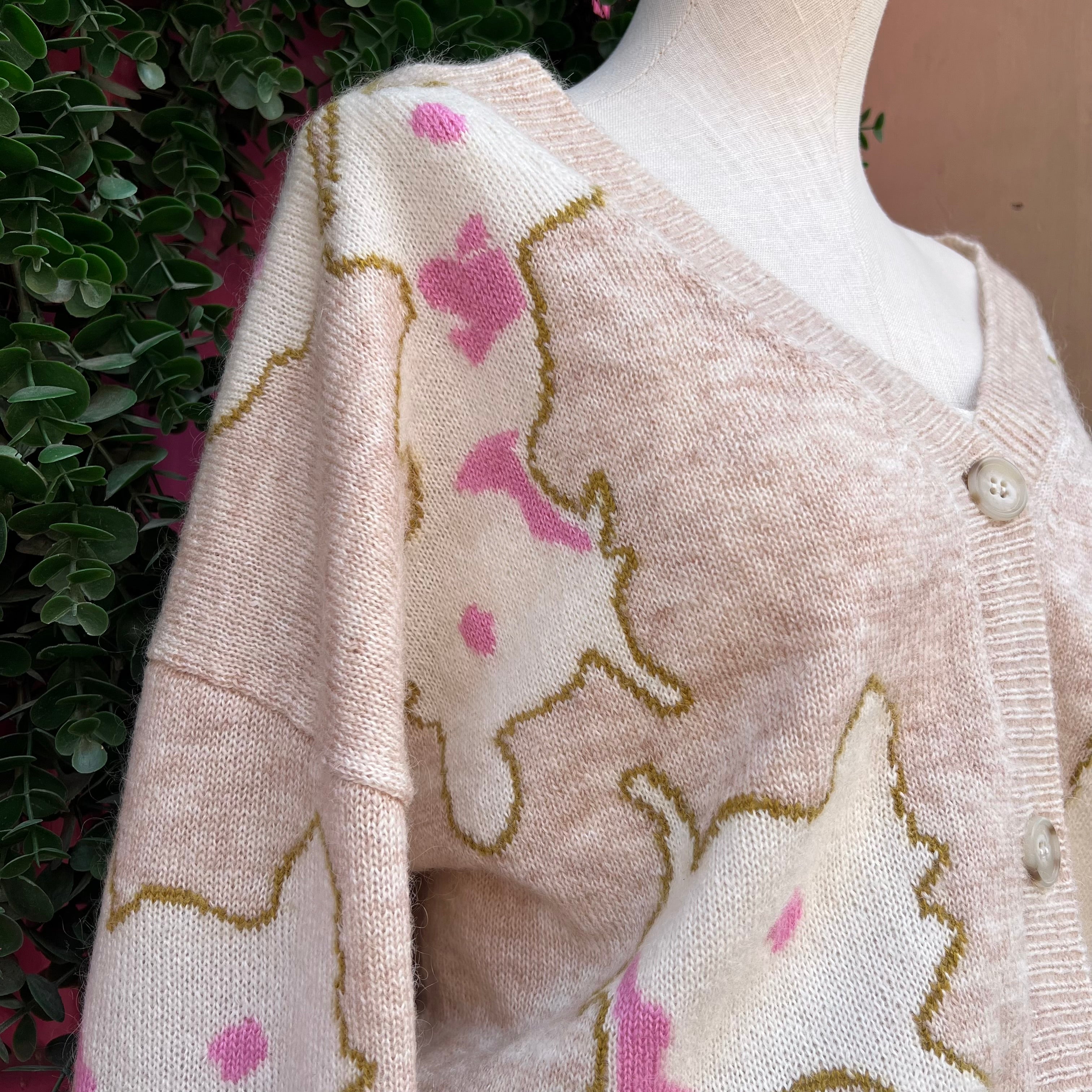 Cynthia Rowley beige print cardigan size L NWT