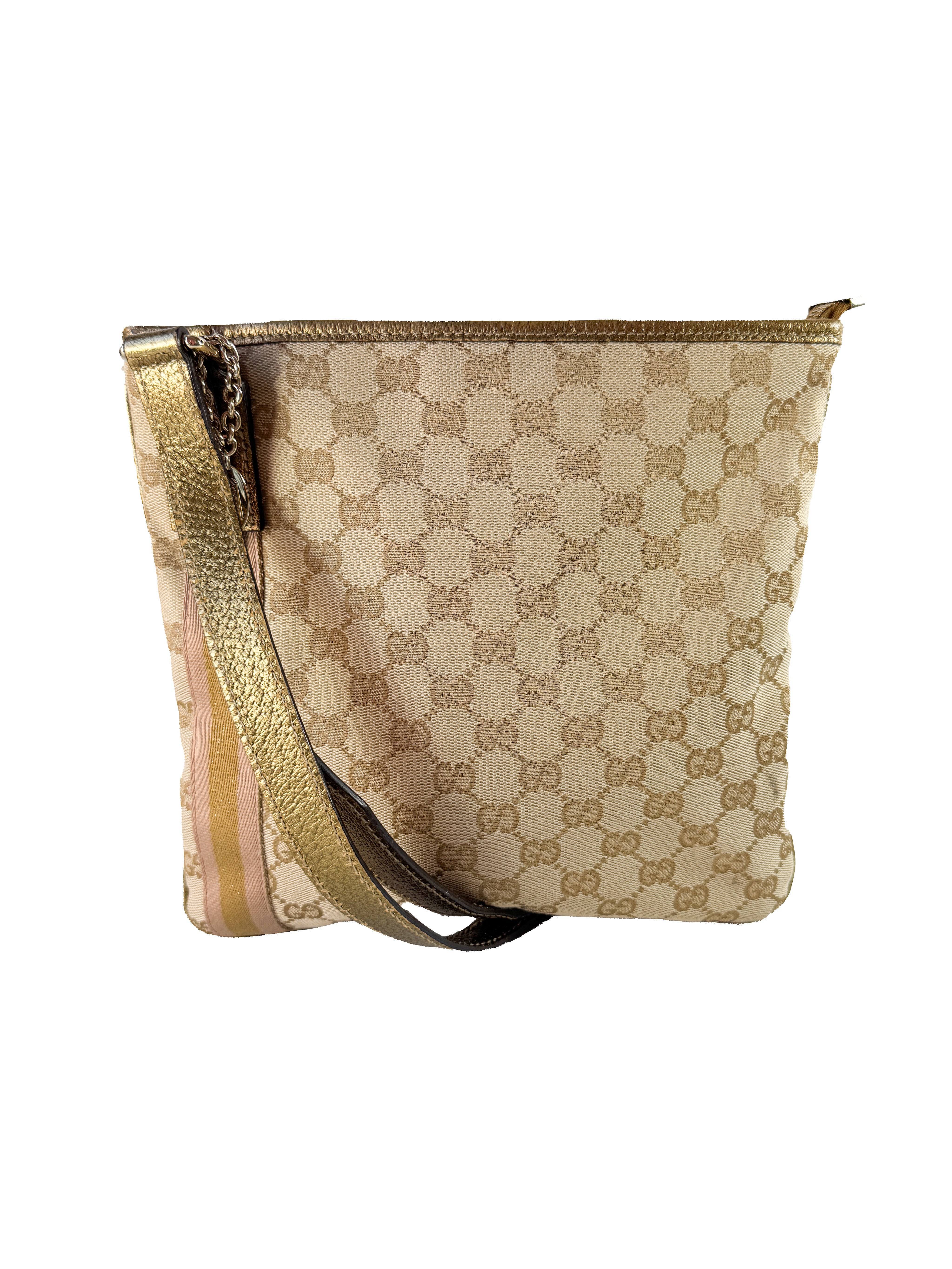 Gucci brown/gold/pink GG Jolicoeur messenger bag 203998
