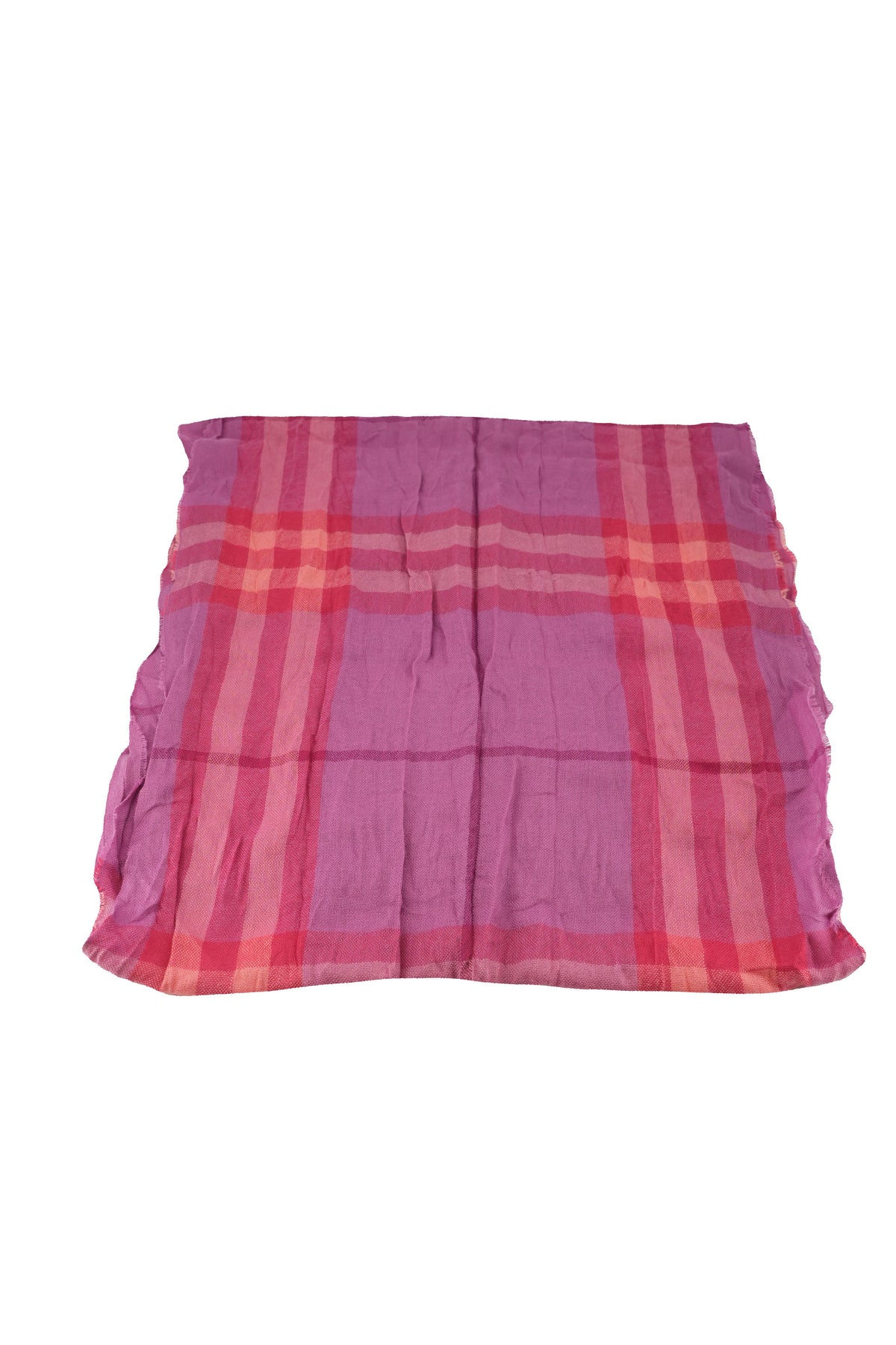 Burberry pink, purple lightweight wool plaid scarf