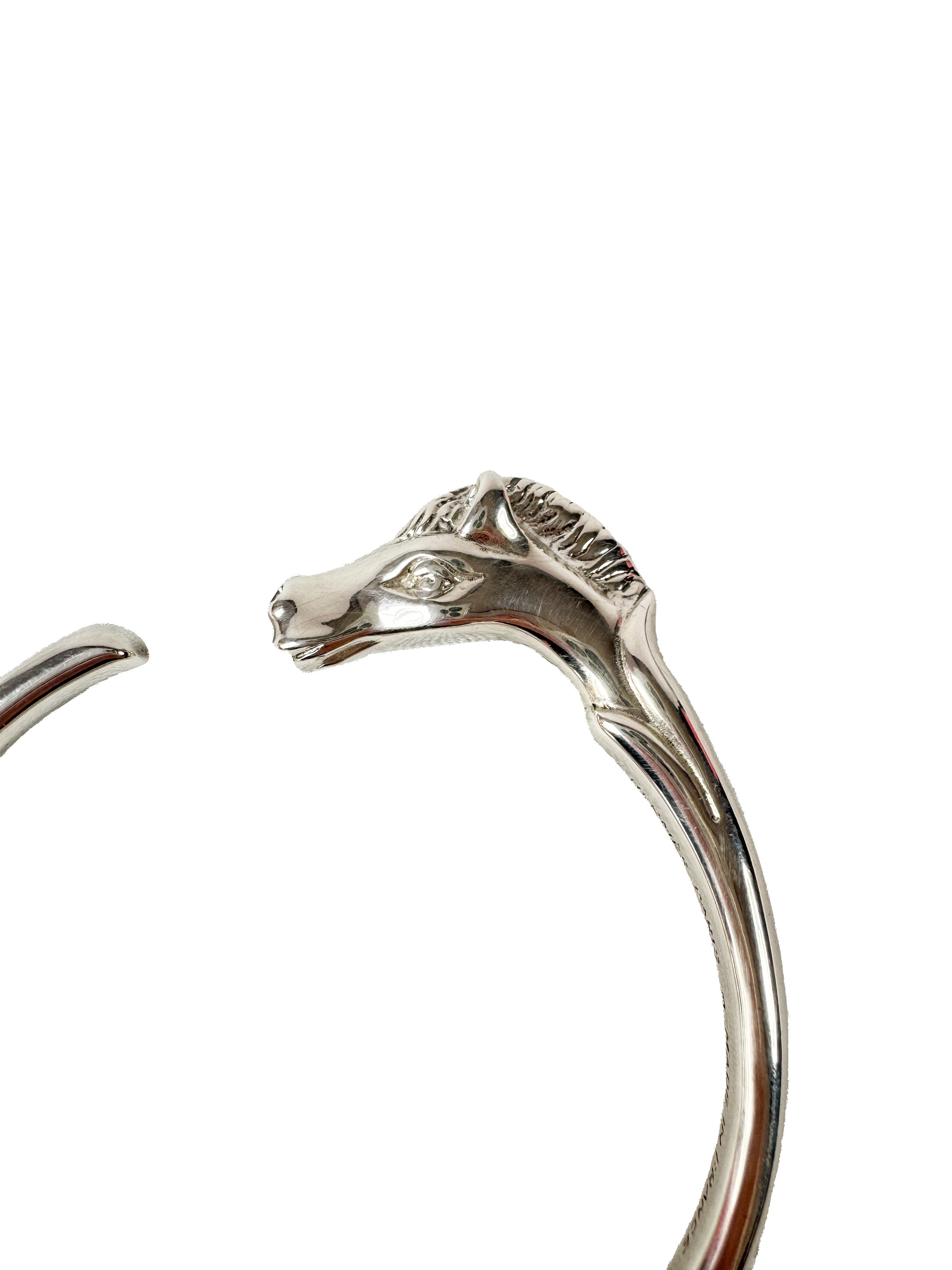 Hermès silver tone Galop cheval bangle