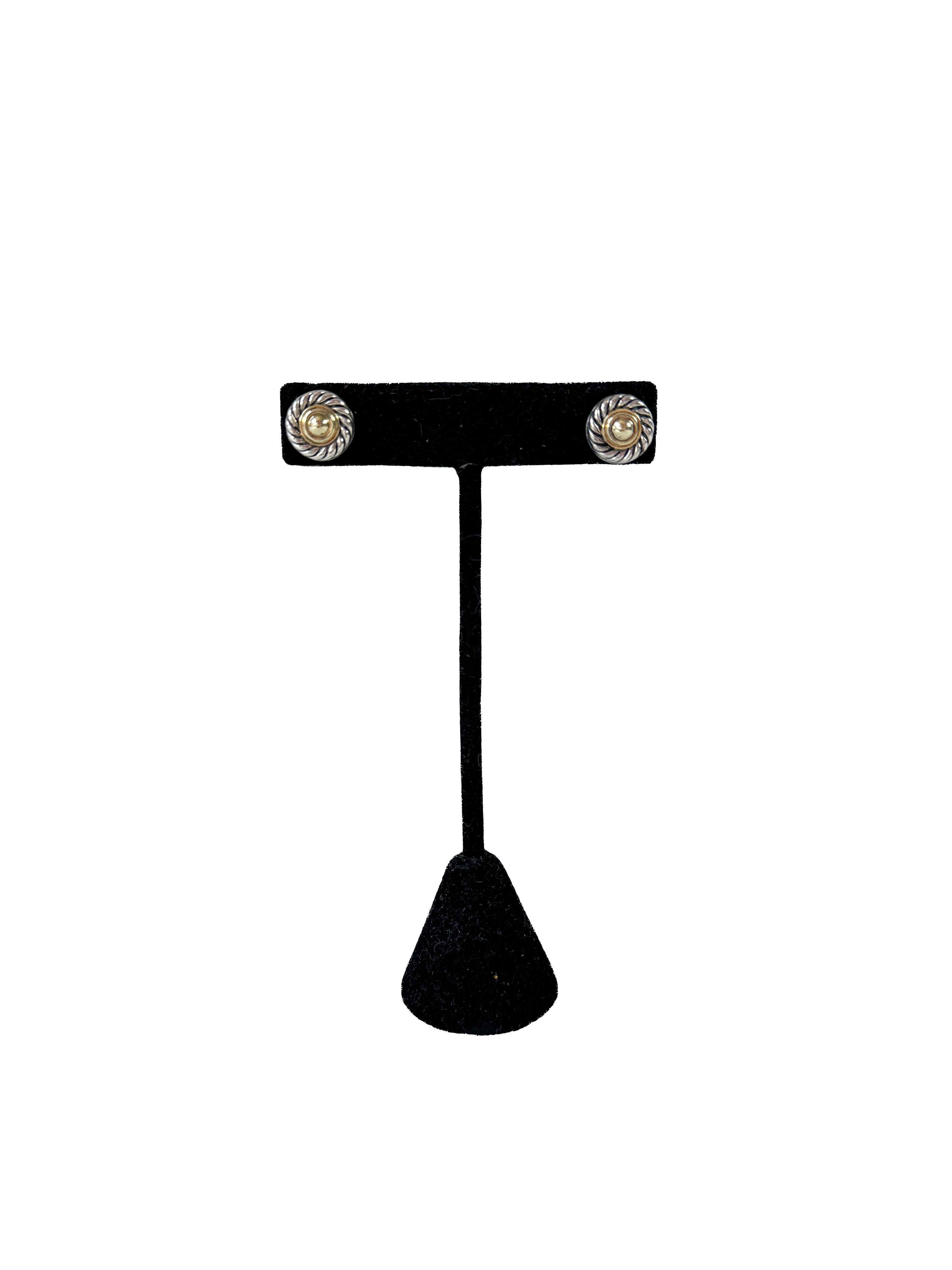 David Yurman sterling silver gold cookie stud earrings