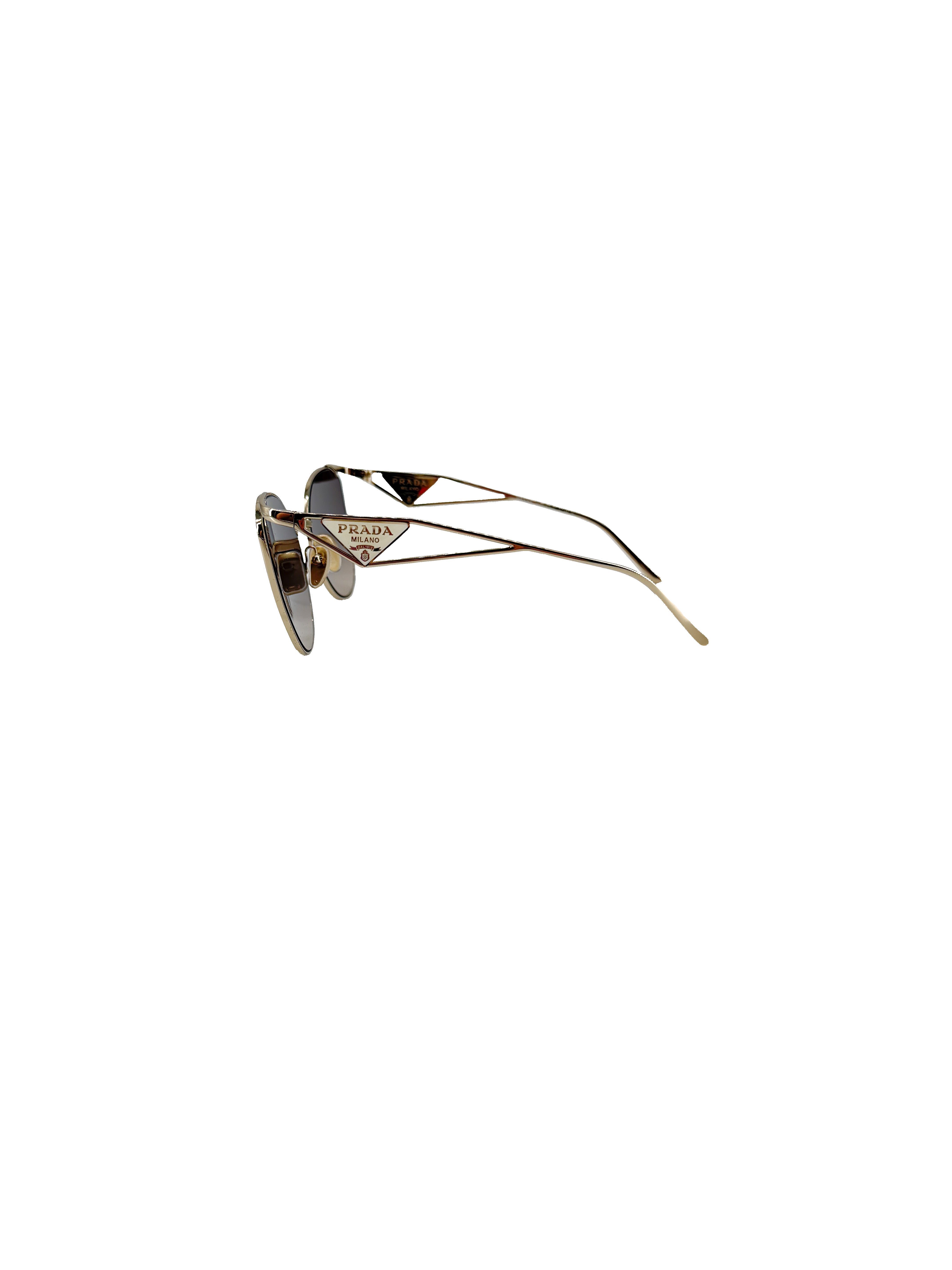 Prada gold tone triangle logo sunglasses SPR50Z *case*
