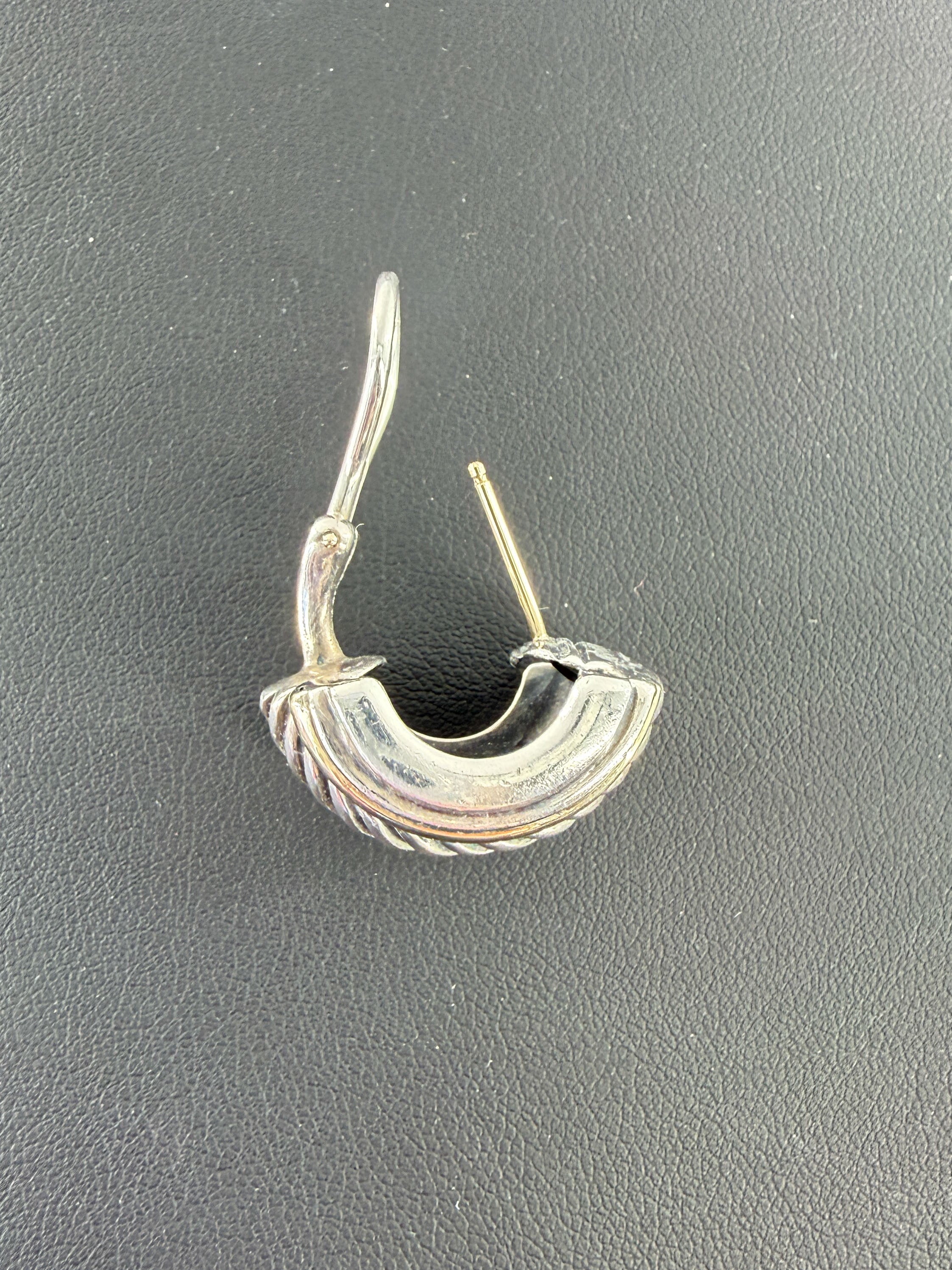 David Yurman sterling silver, 14K gold Thoroughbred earrings - My Girlfriend's Wardrobe LLC