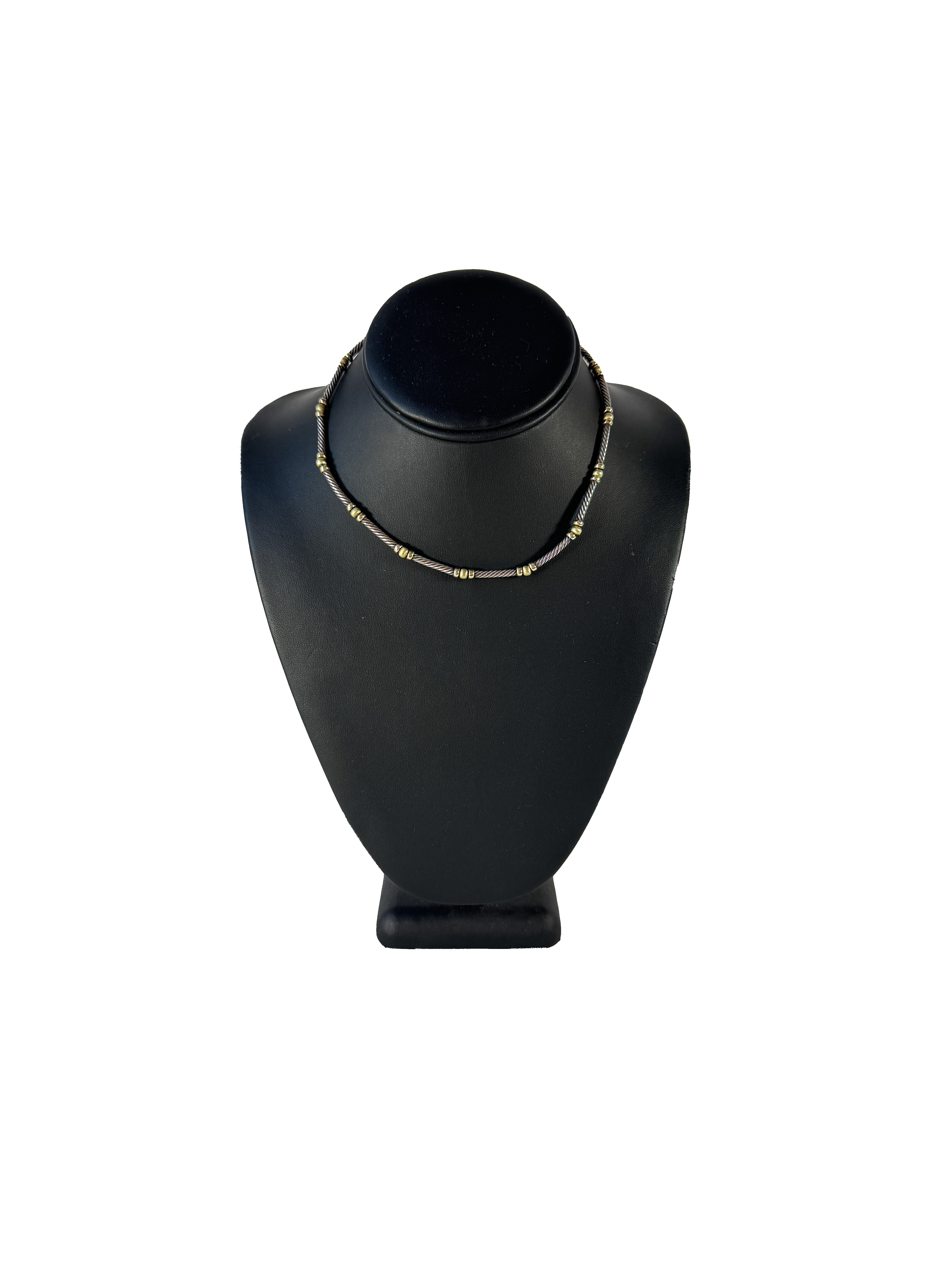 David Yurman sterling silver, yellow gold Hampton cable station necklace