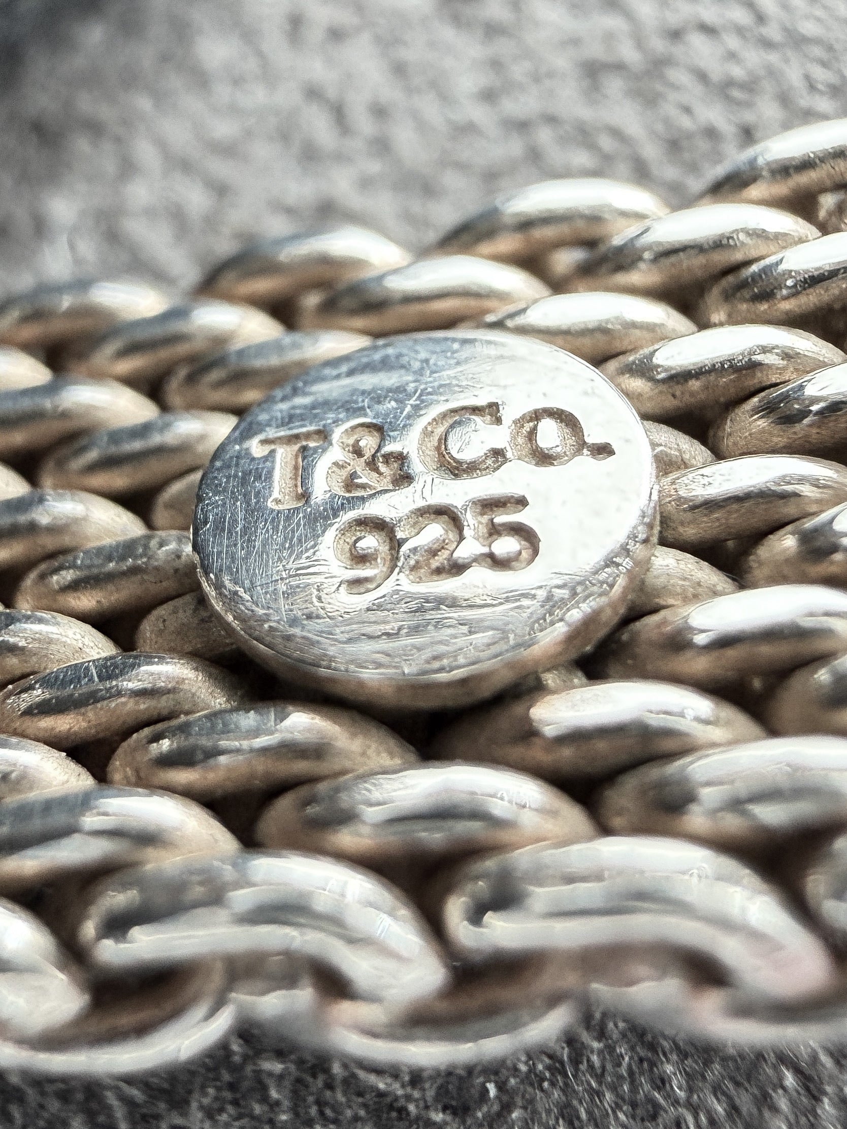 Tiffany & Co sterling silver wide mesh ring