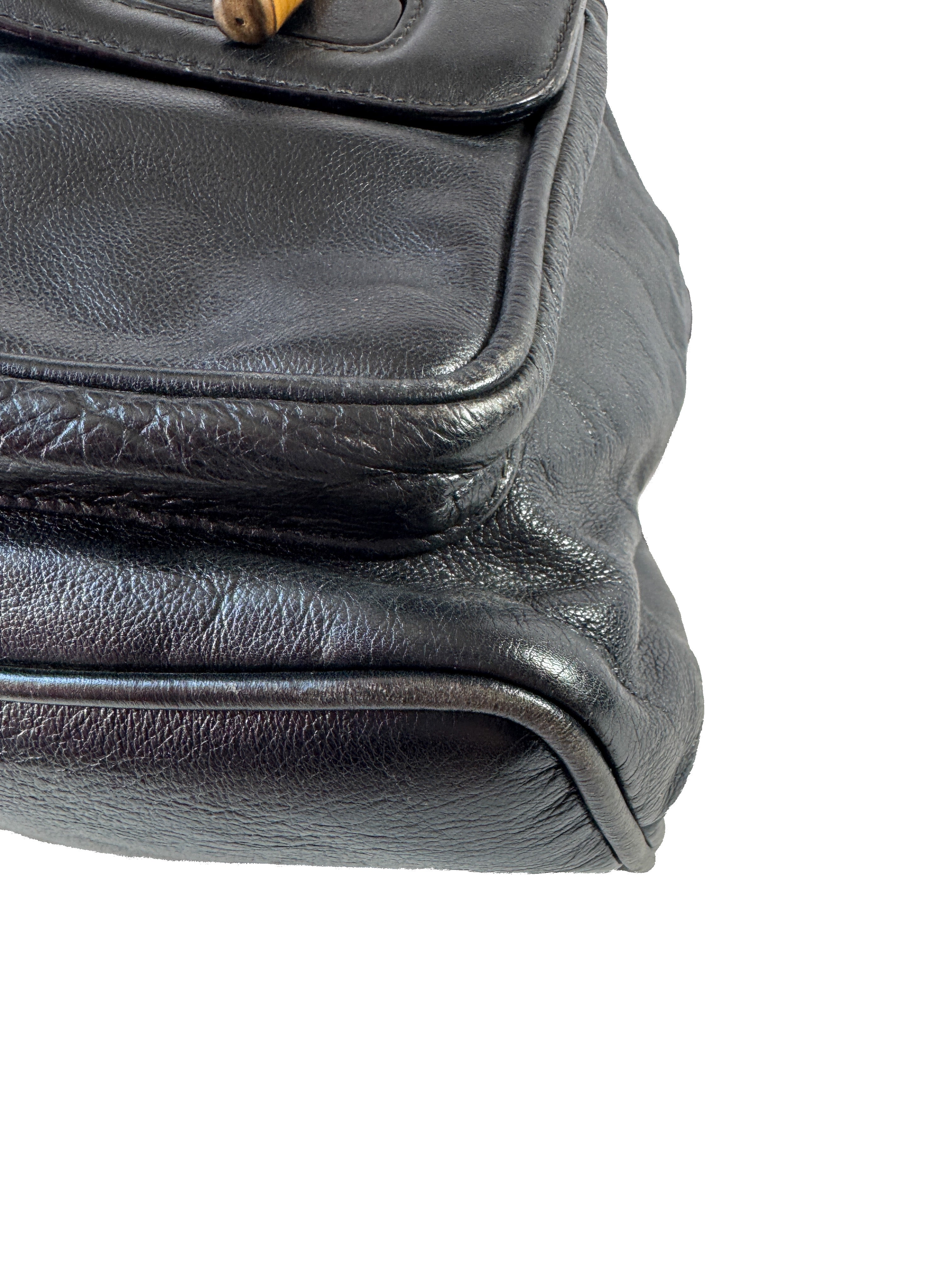 Gucci black Bamboo handle backpack 3580016