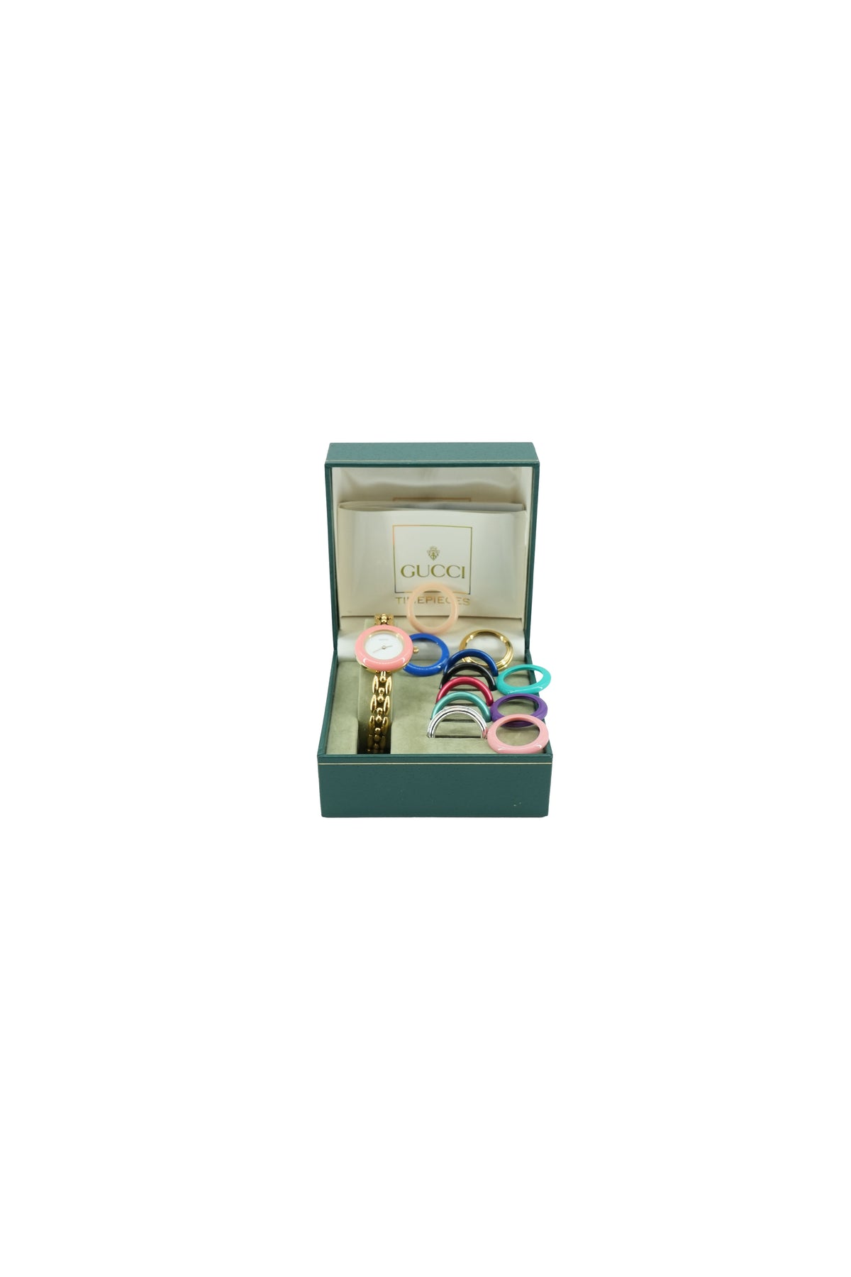 Gucci gold tone bead bracelet bezel watch with bezels/box