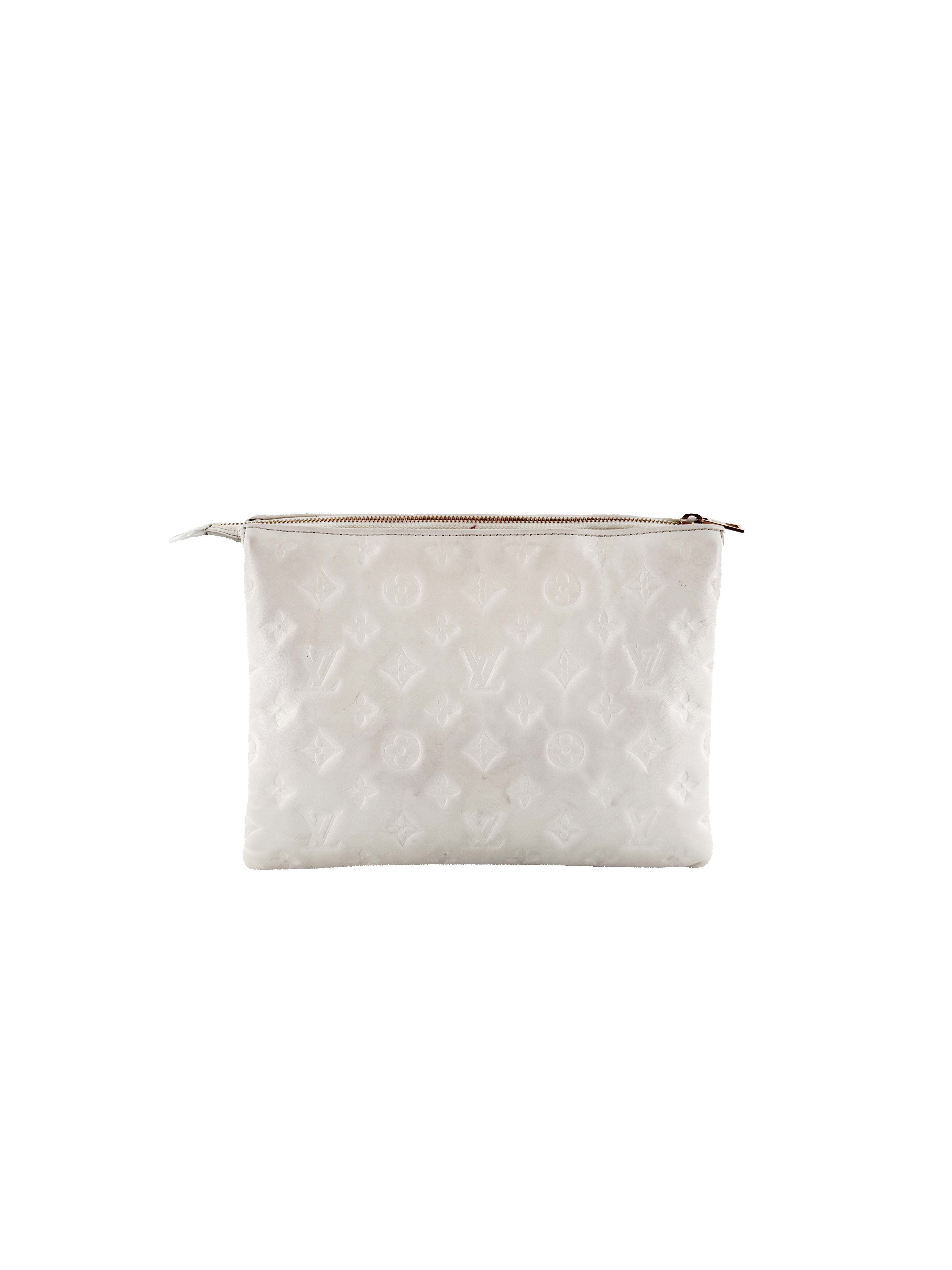 Louis Vuitton white leather monogram Coussin PM NFC