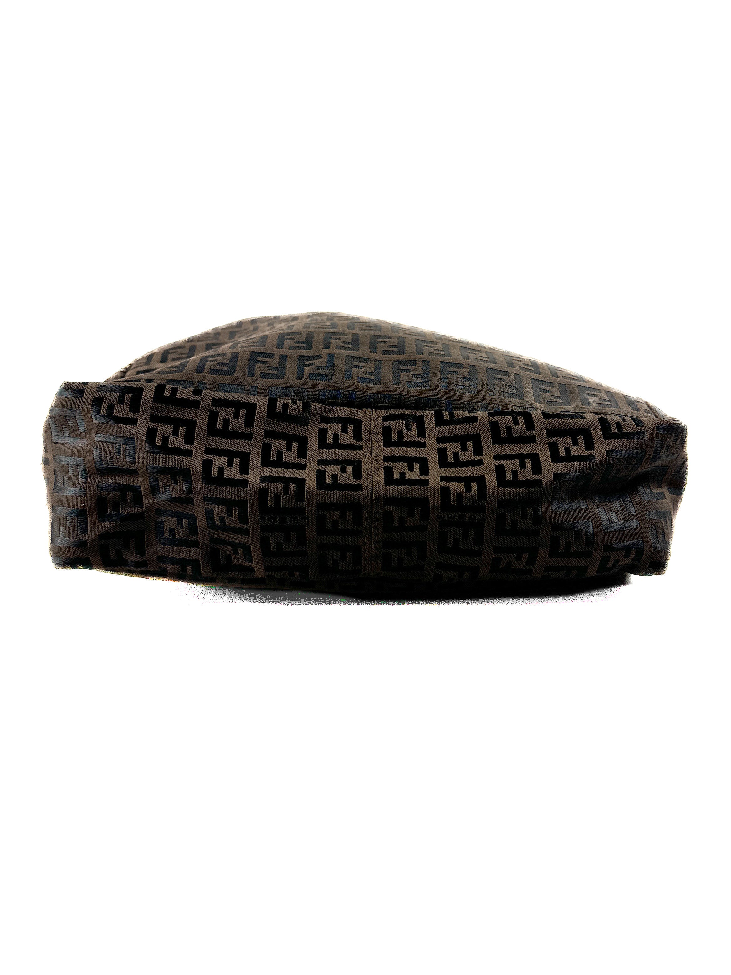 Fendi brown black Zucchino nylon canvas tote