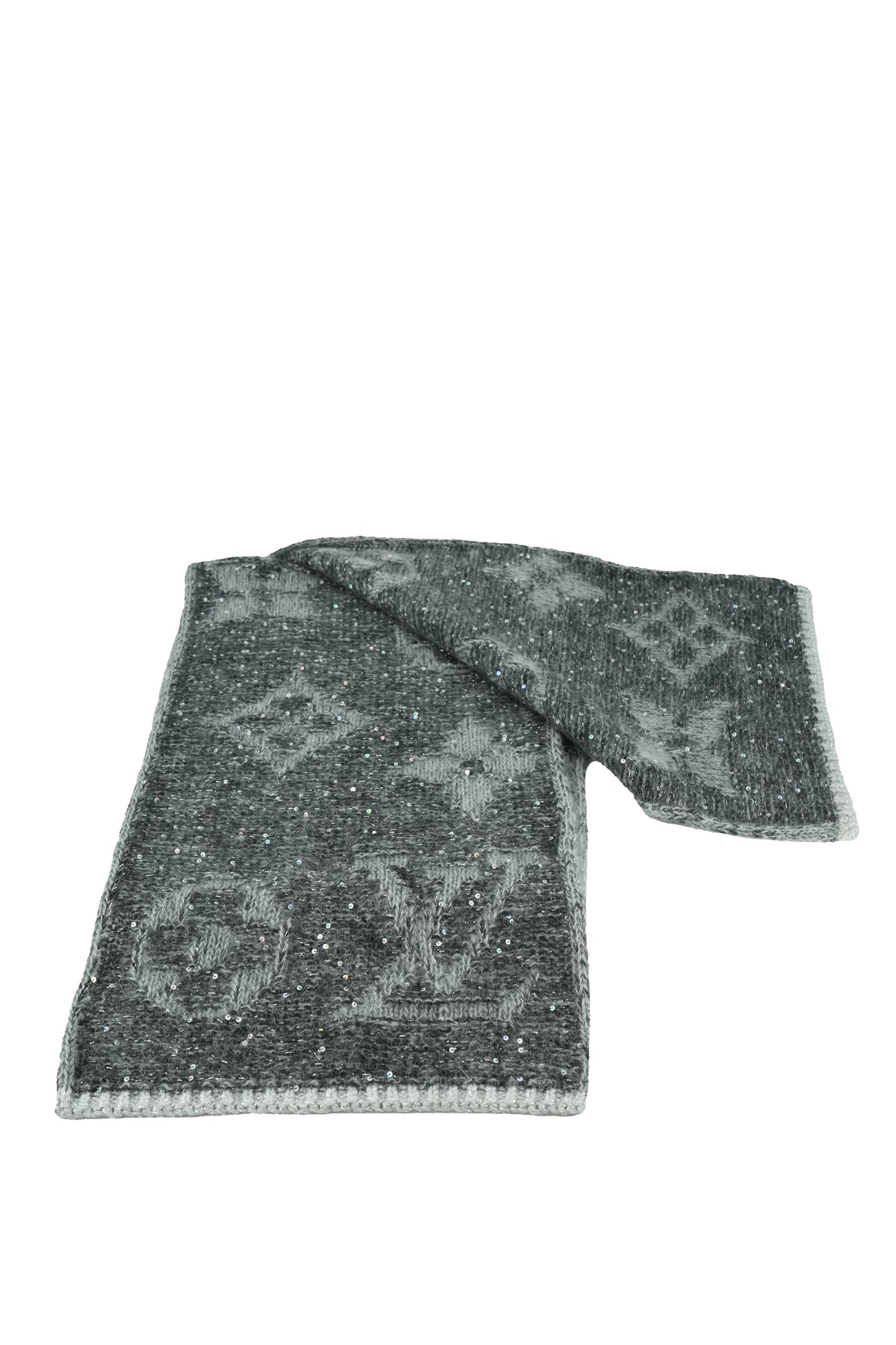Louis Vuitton gray sparkle monogram scarf