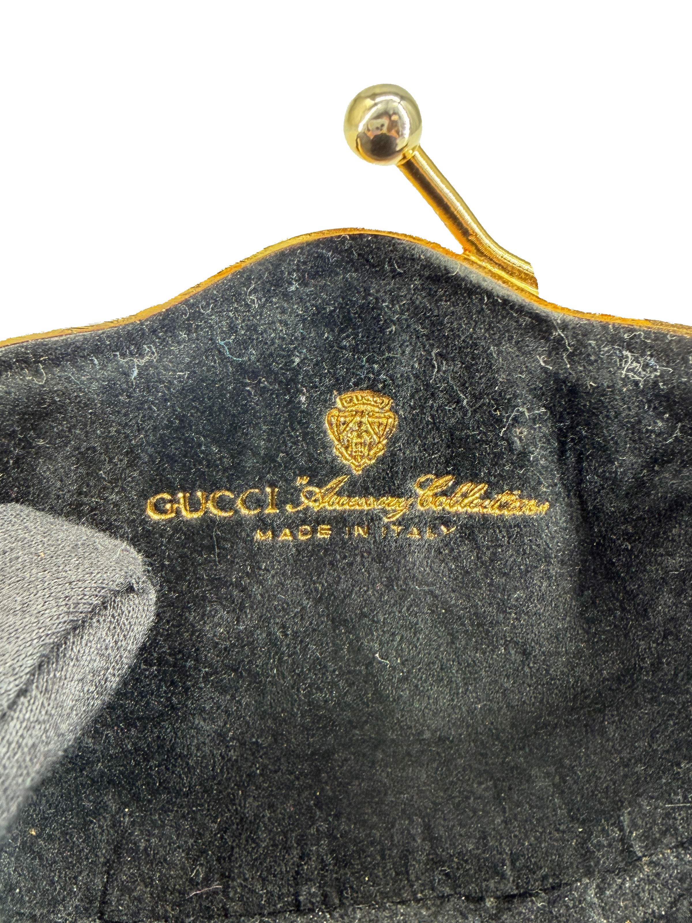 Gucci gold metal minaudiere shell bag vintage