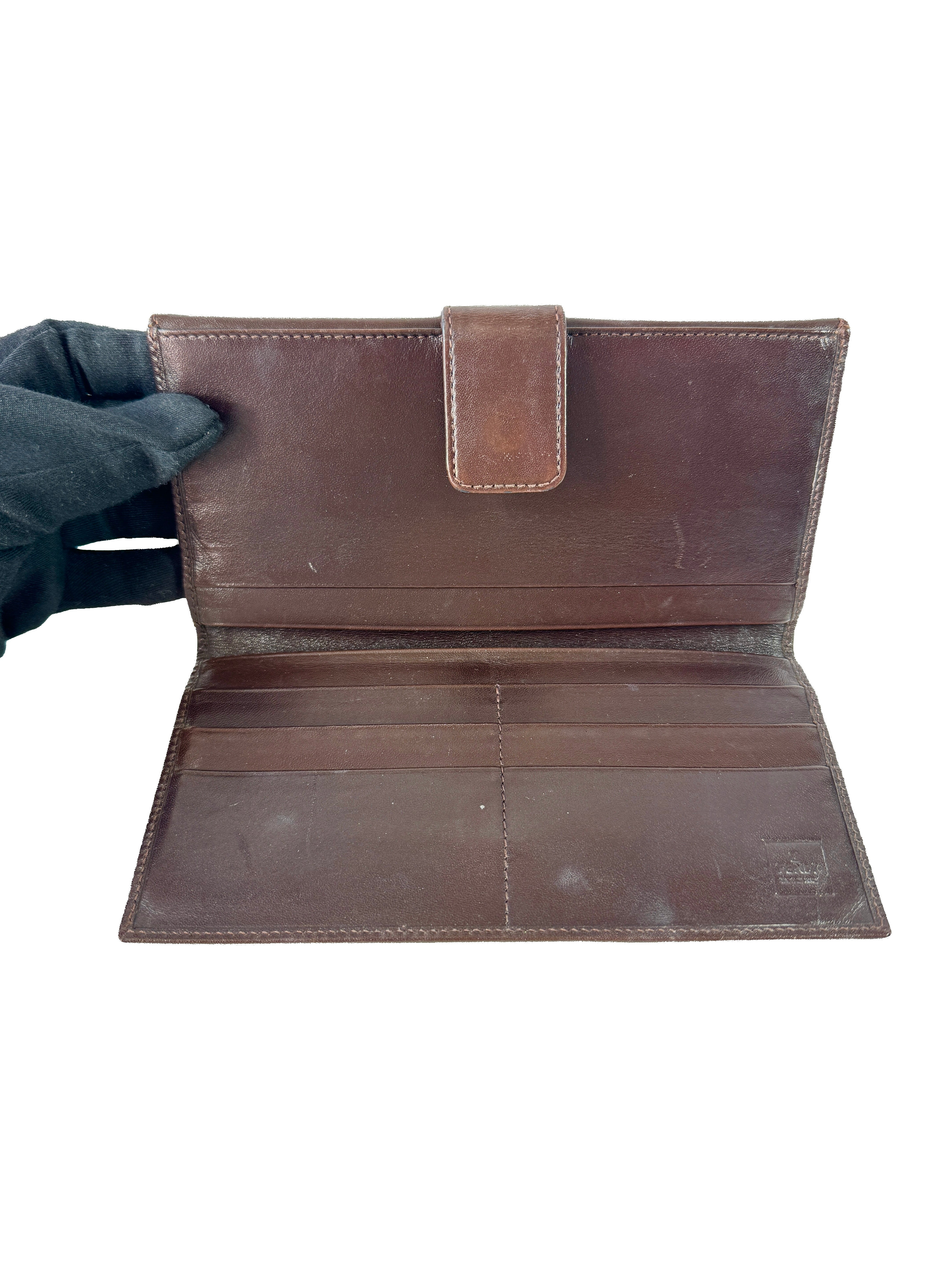 Fendi brown green Zucca print vintage wallet 2277-51339-009