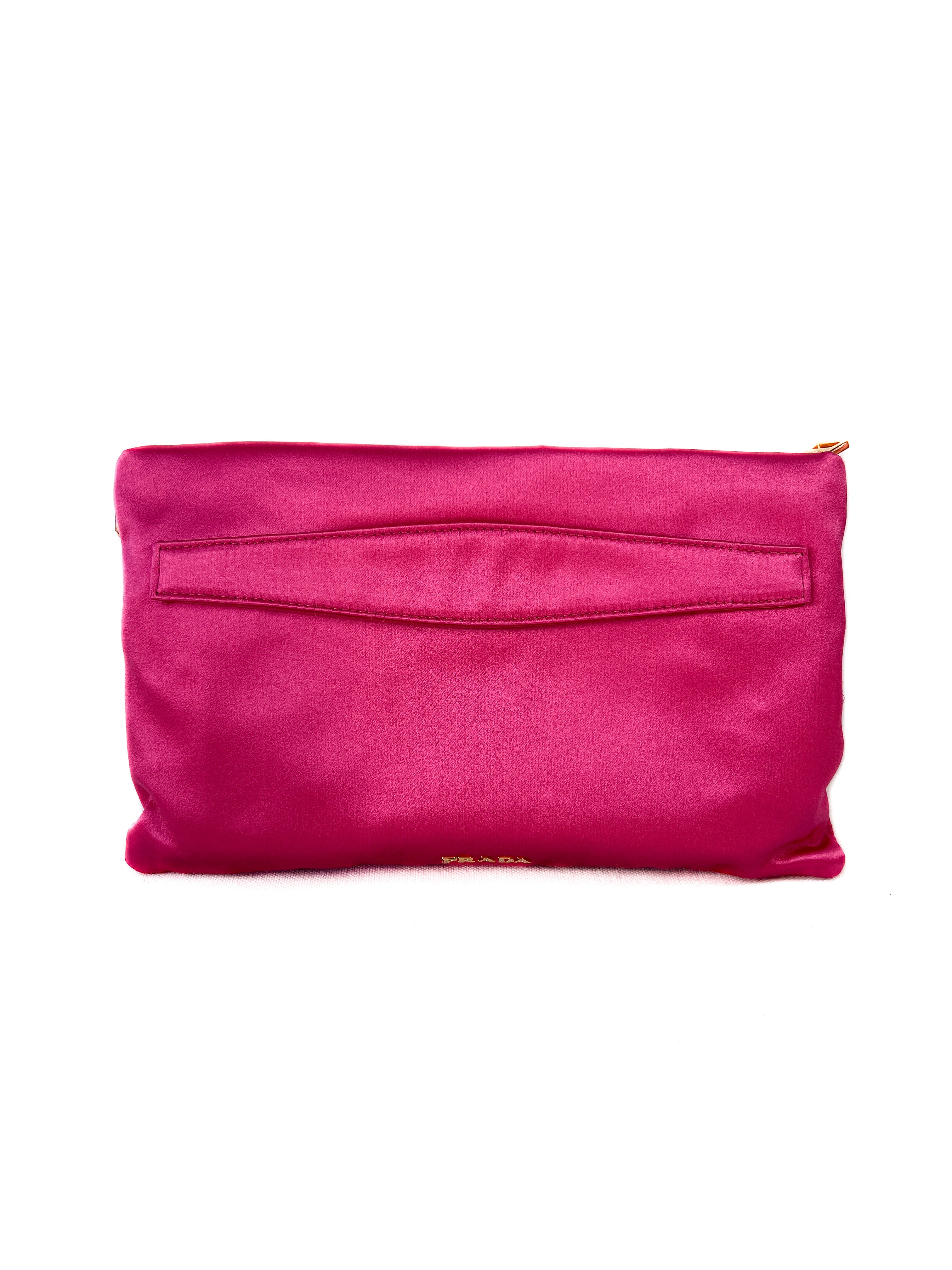 Prada hot pink Raso Ricamo satin clutch