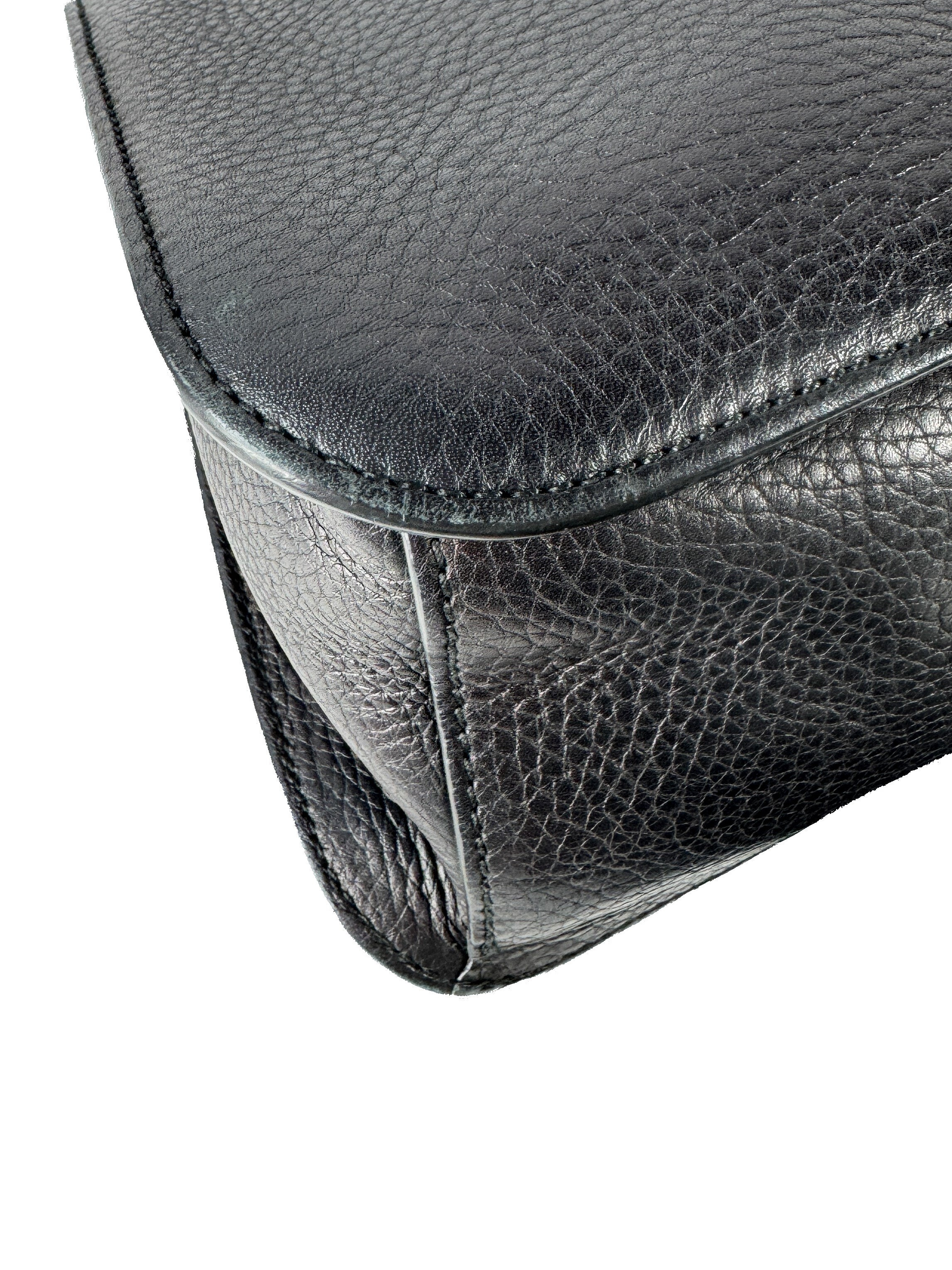 Gucci black leather bamboo daily tassel flap bag 370826520981