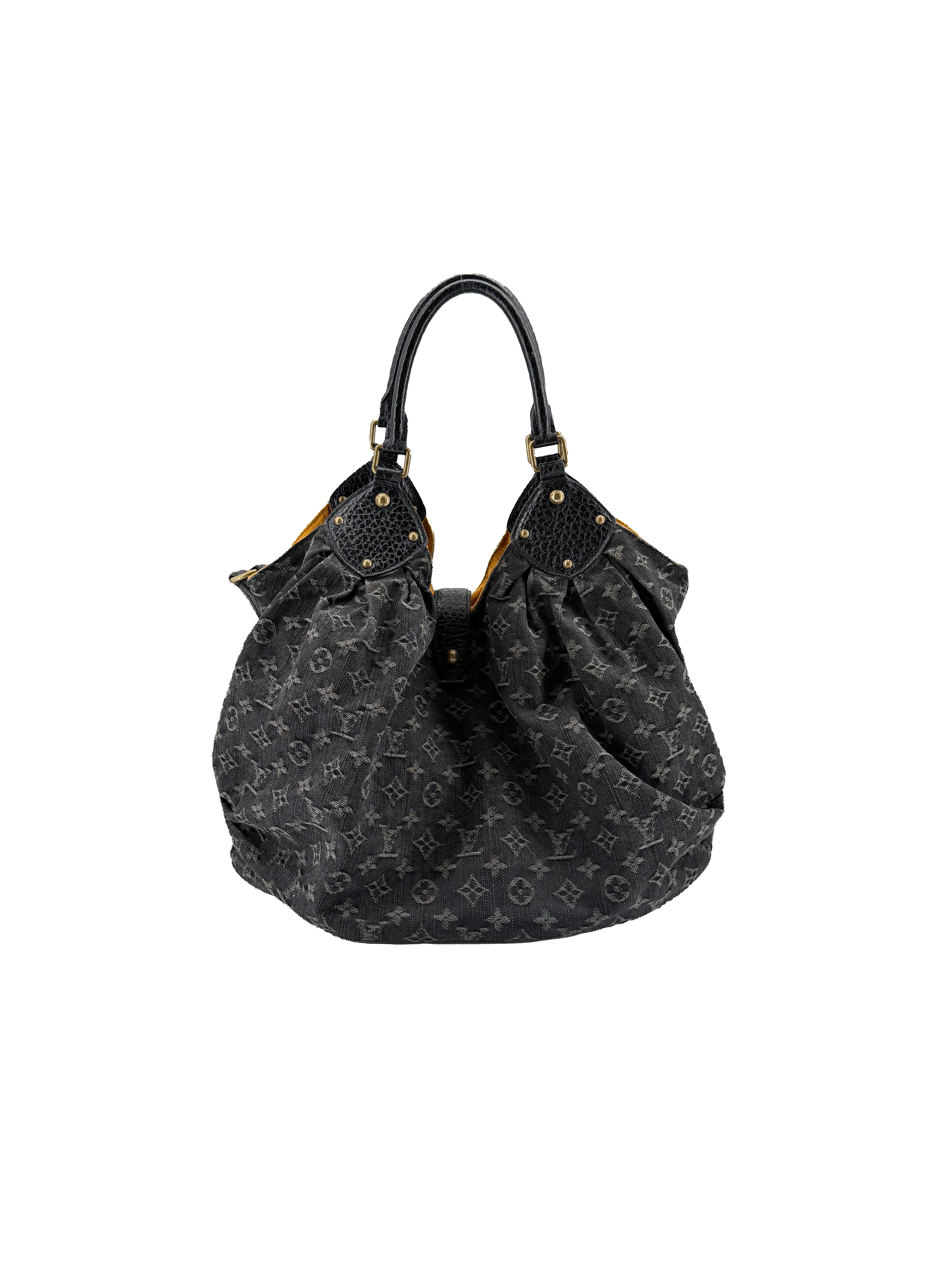 Louis Vuitton monogram black denim Mahina XL FL0078