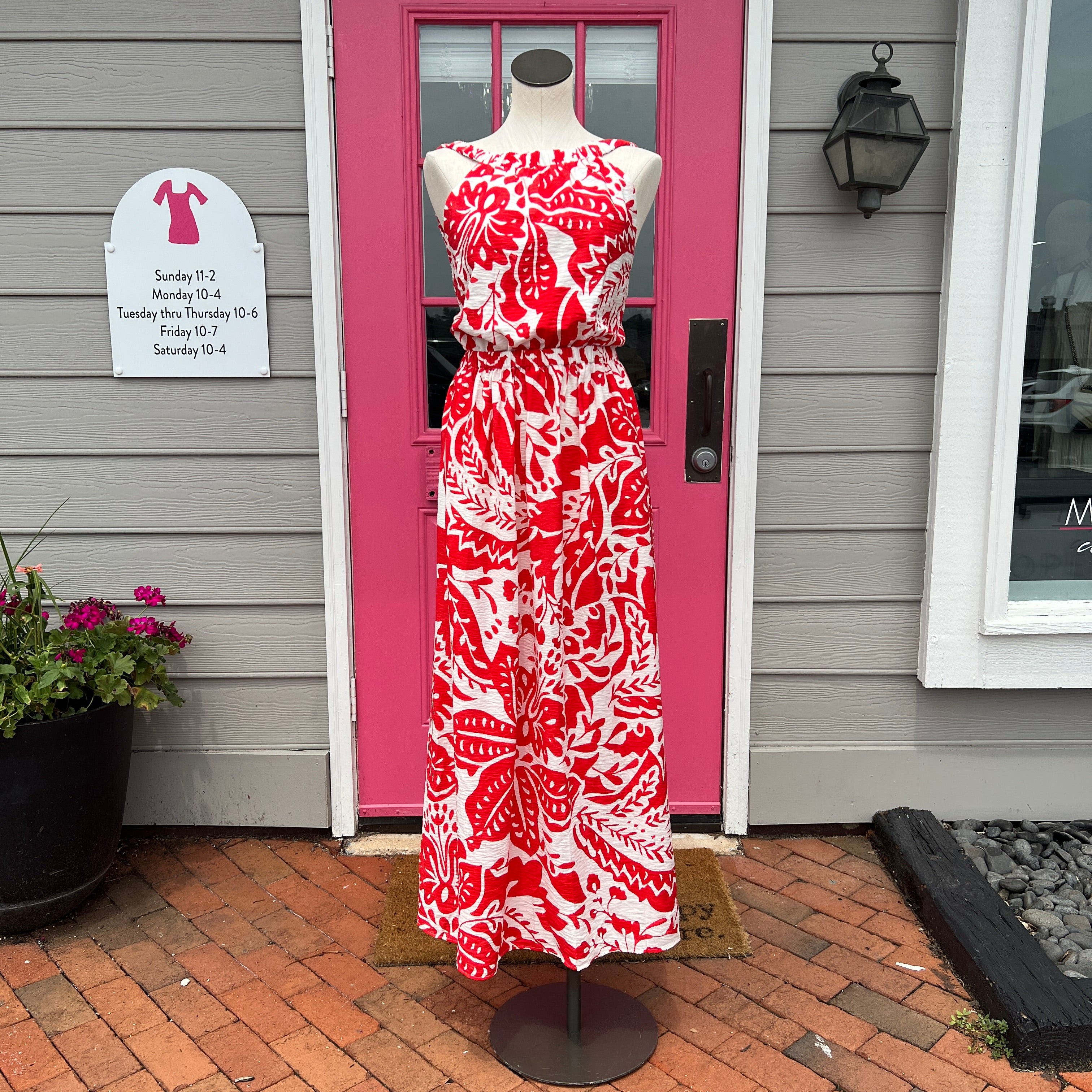 Banana Republic red white floral tank dress size XL NWT