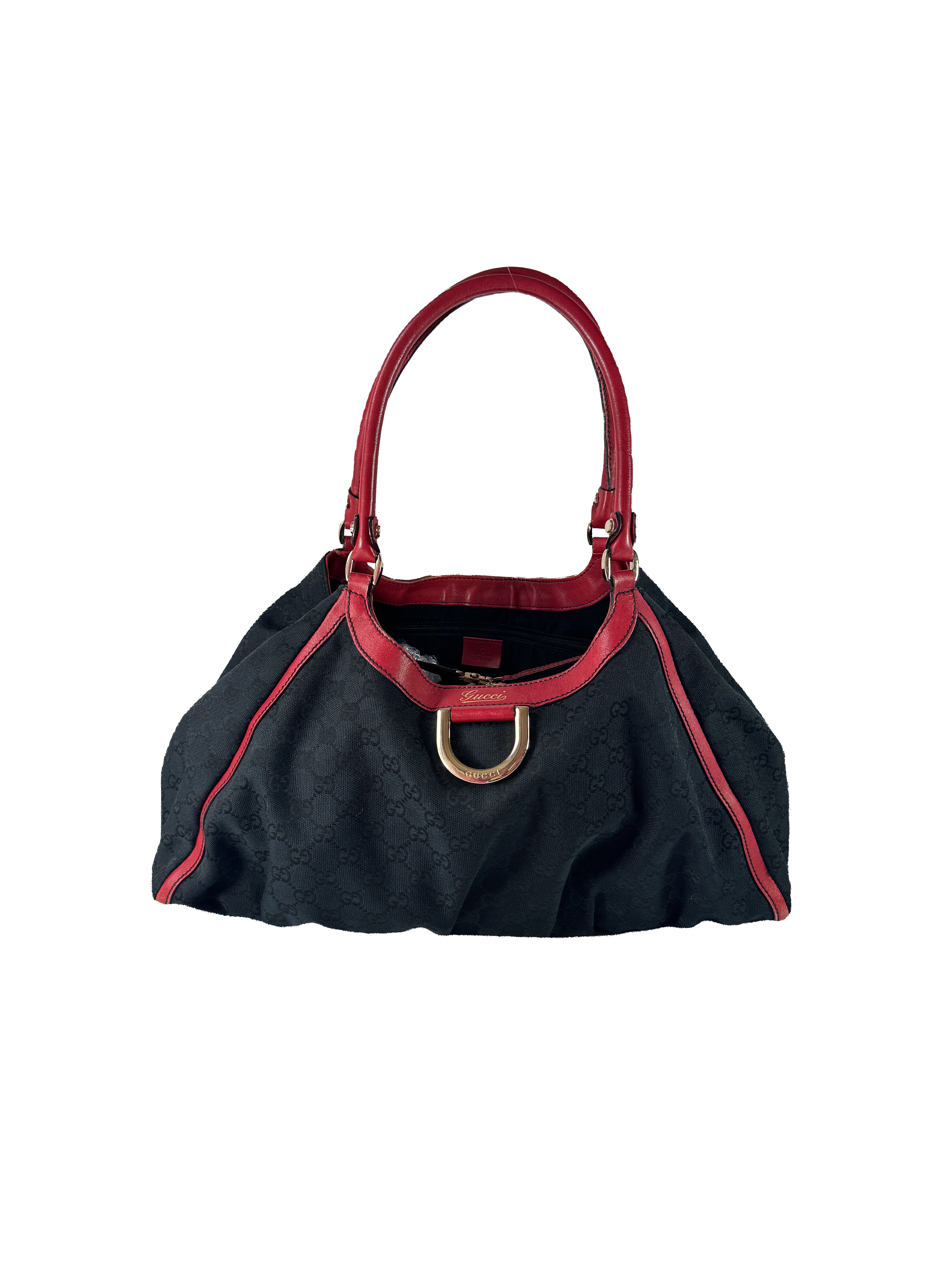 Gucci black red GG Abbey D-Ring shoulder bag 205011