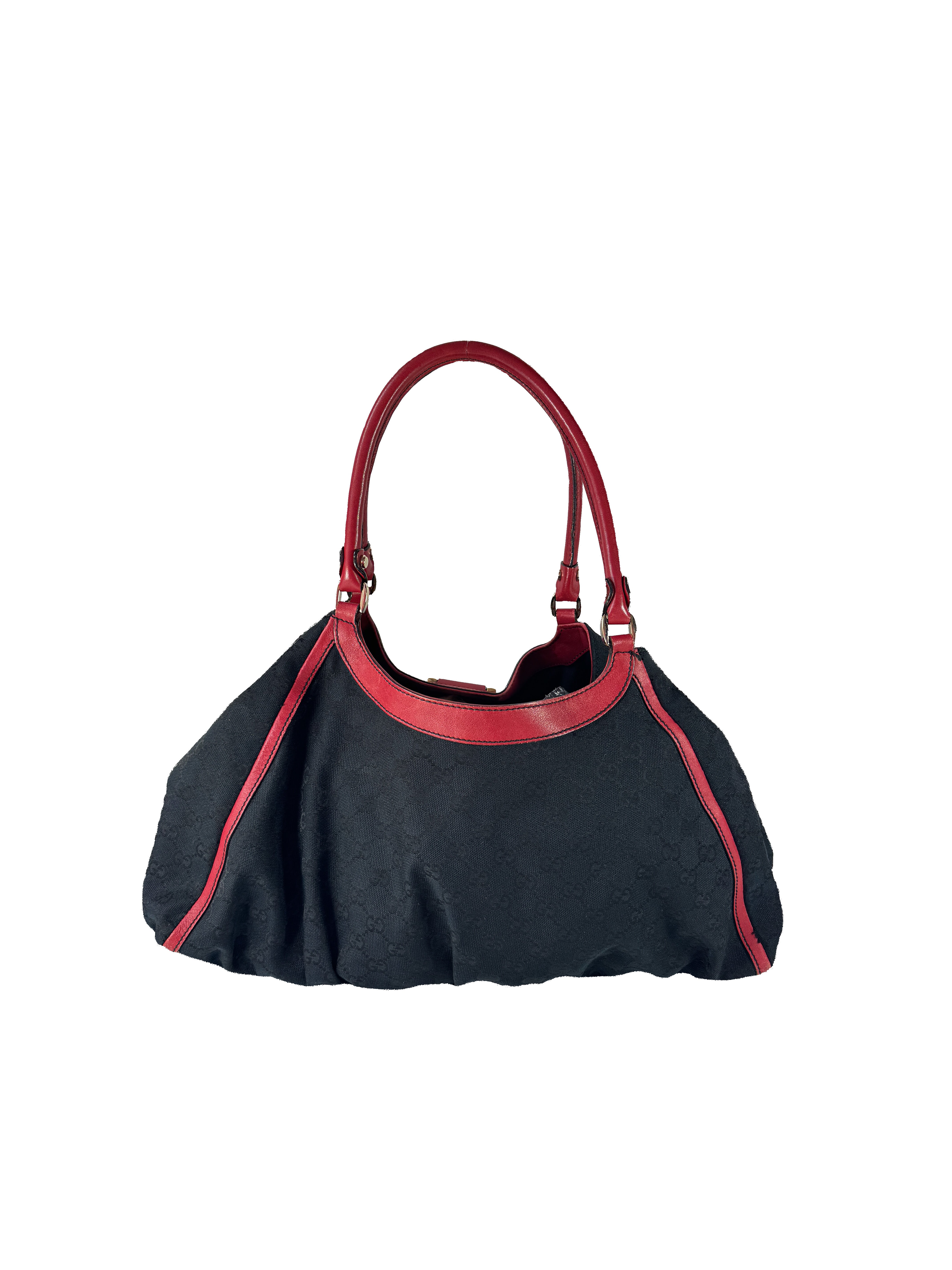 Gucci black red GG Abbey D-Ring shoulder bag 205011