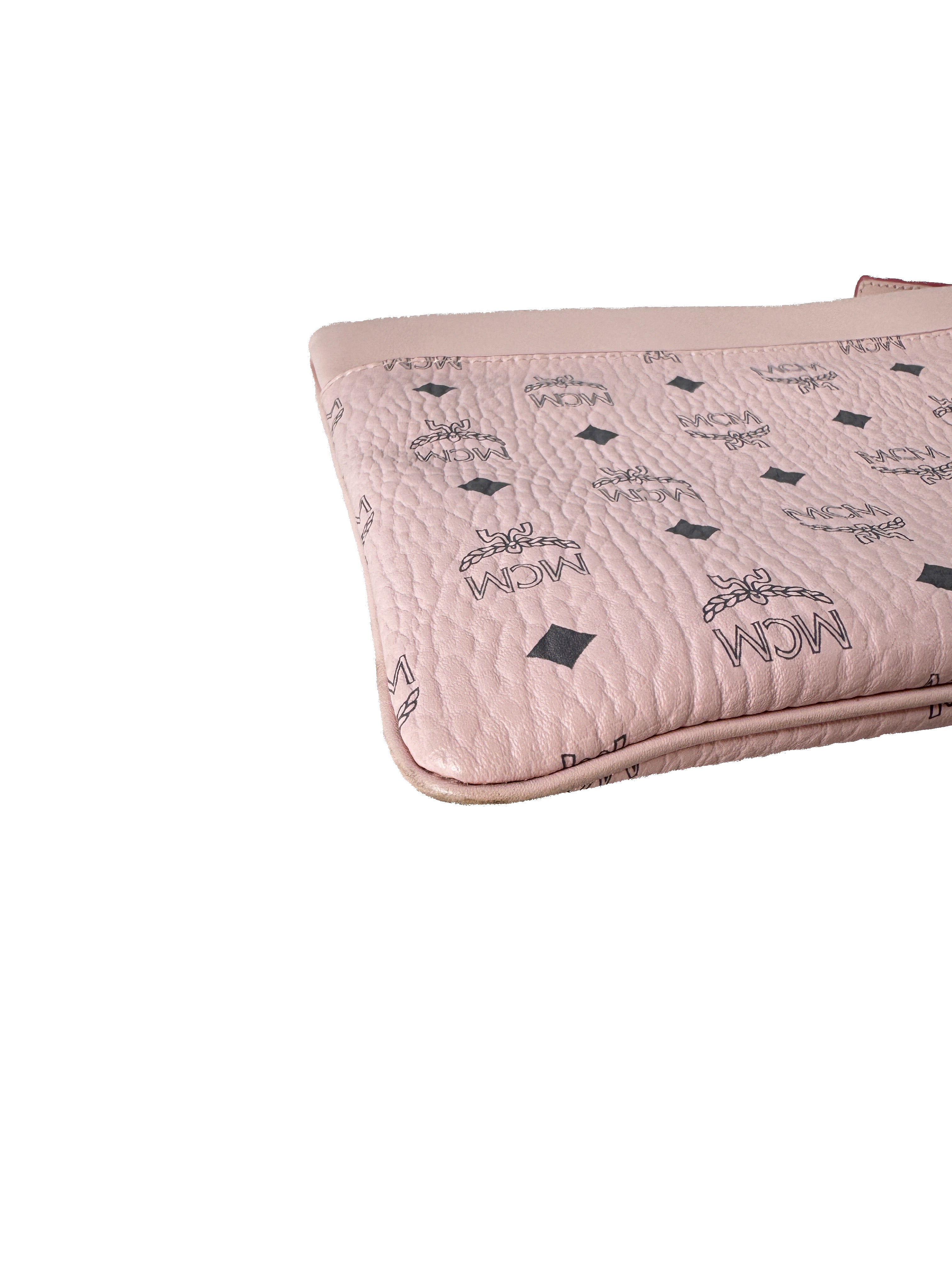 MCM pink medium logo crossbody pouch bag retail $490