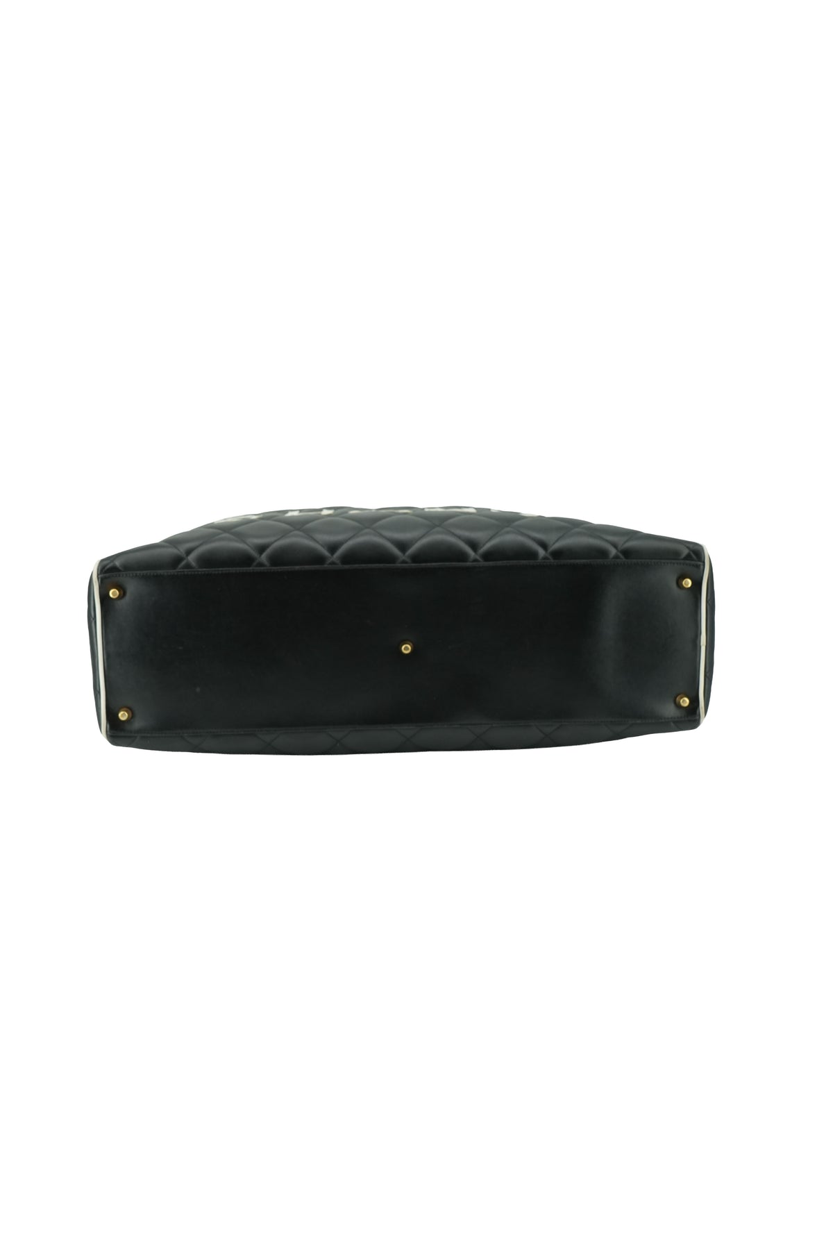 Chanel black white leather quilted Bowler Duffle bag 3583540